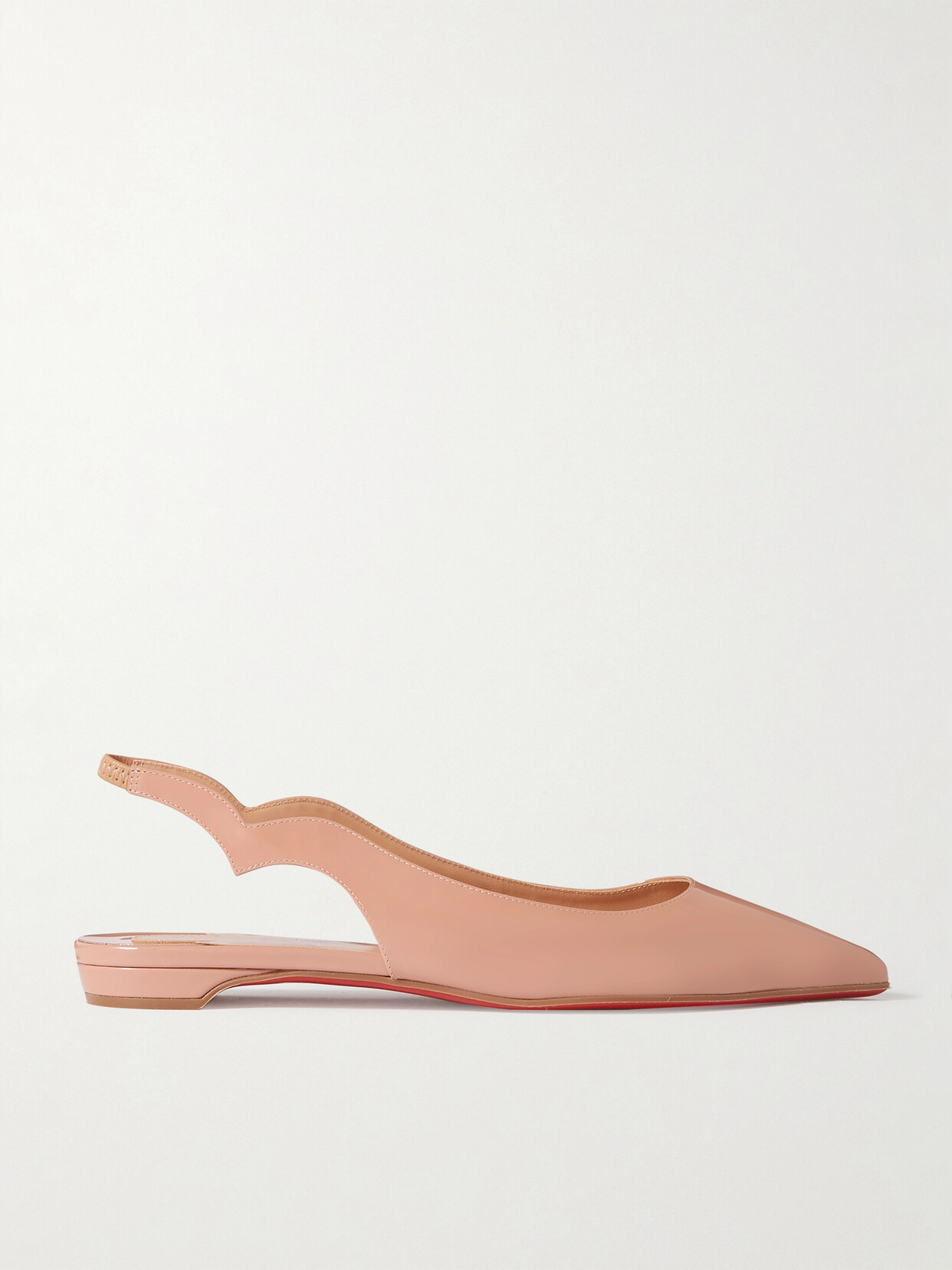 Christian Louboutin Hot Chikita Patent-leather Slingback Point-toe Flats In Neutrals