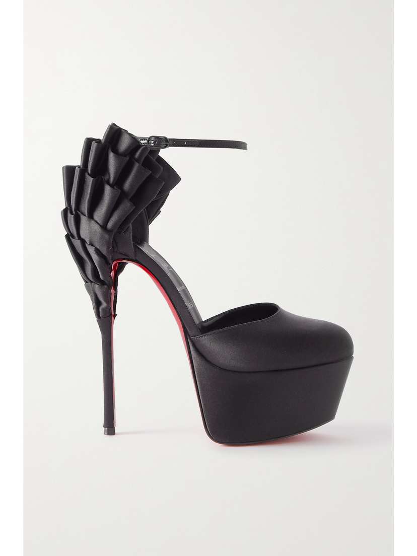 Christian Louboutin Maria Frou Alta 160 Ruffled Satin Platform Pumps