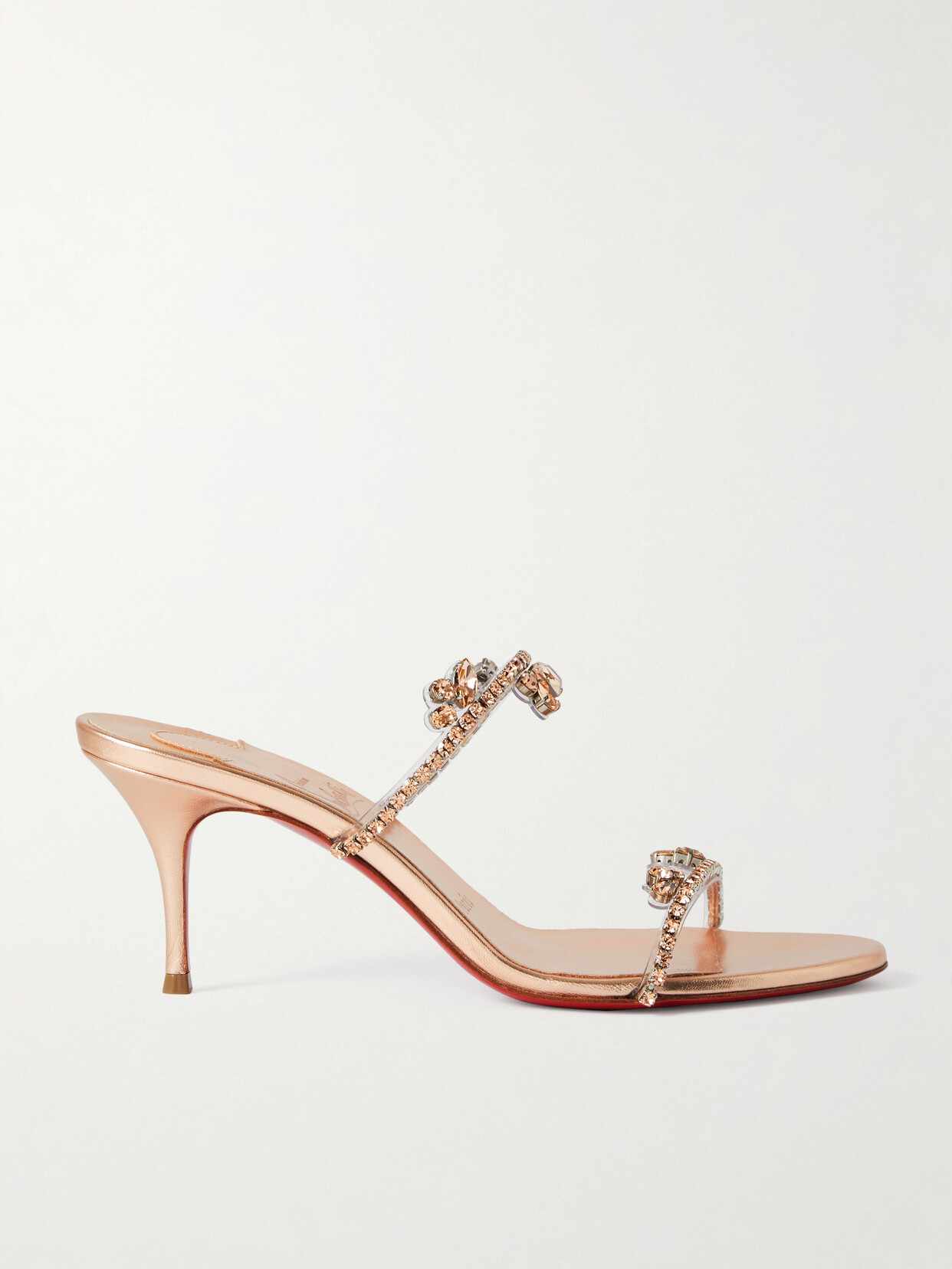 Shop Christian Louboutin Just Queen 70 Crystal-embellished Pvc Mules In Gold