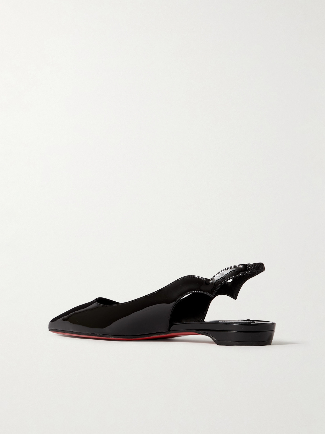 Christian Louboutin Hot Chickita Patent Red Sole Slingback Flats In Black