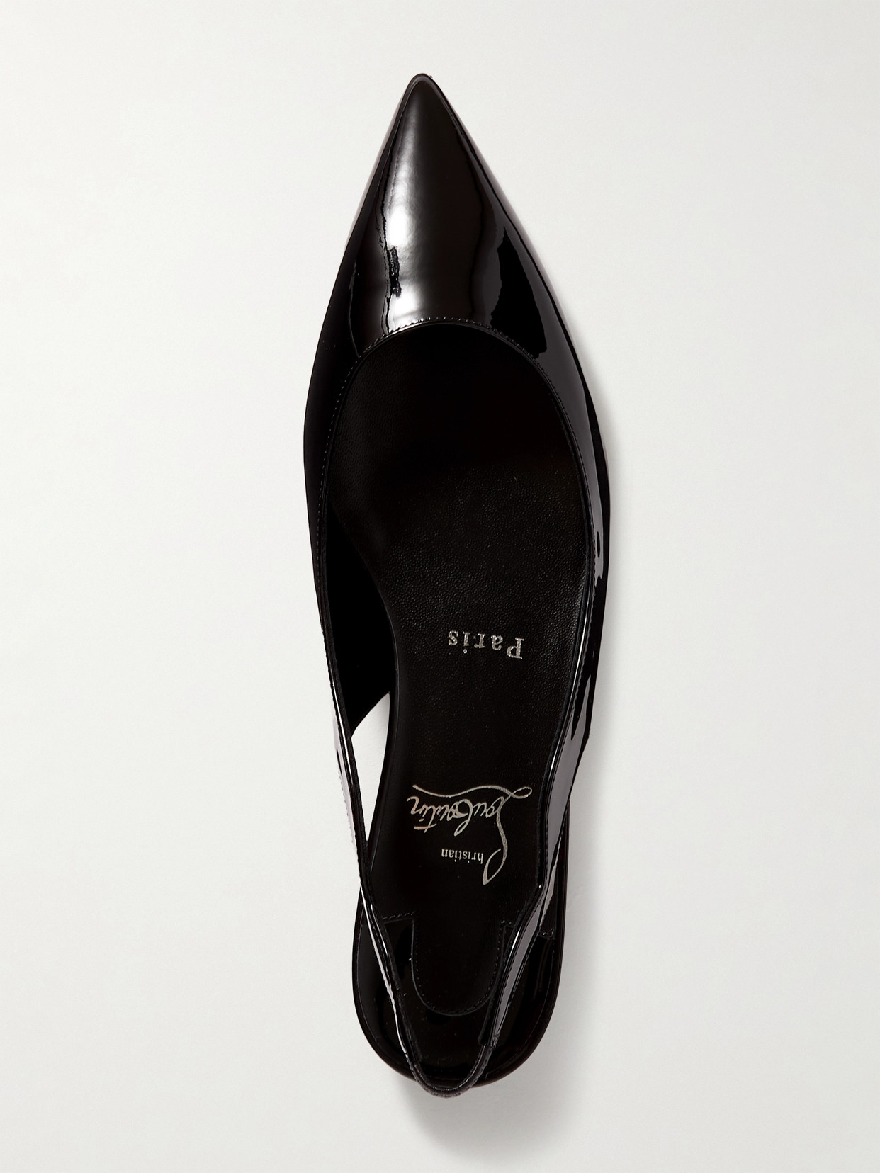 Christian Louboutin Hot Chickita Patent Red Sole Slingback Flats In Black