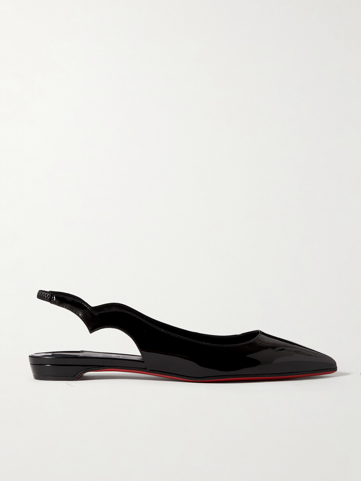 Shop Christian Louboutin Hot Chikita Patent-leather Slingback Point-toe Flats In Black