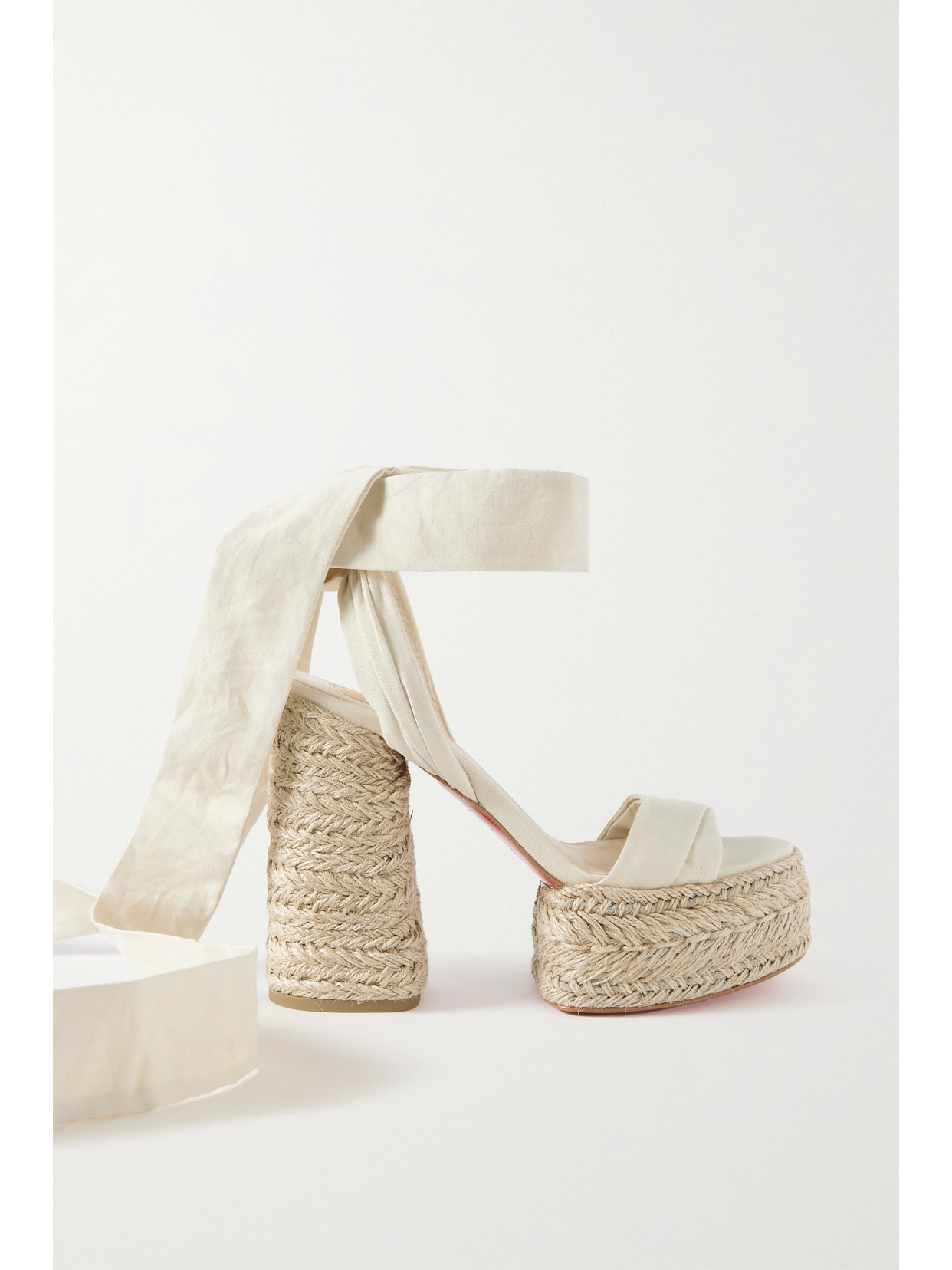 Christian Louboutin Mariza Du Desert 130 Gabardine Espadrille Platform Sandals - White
