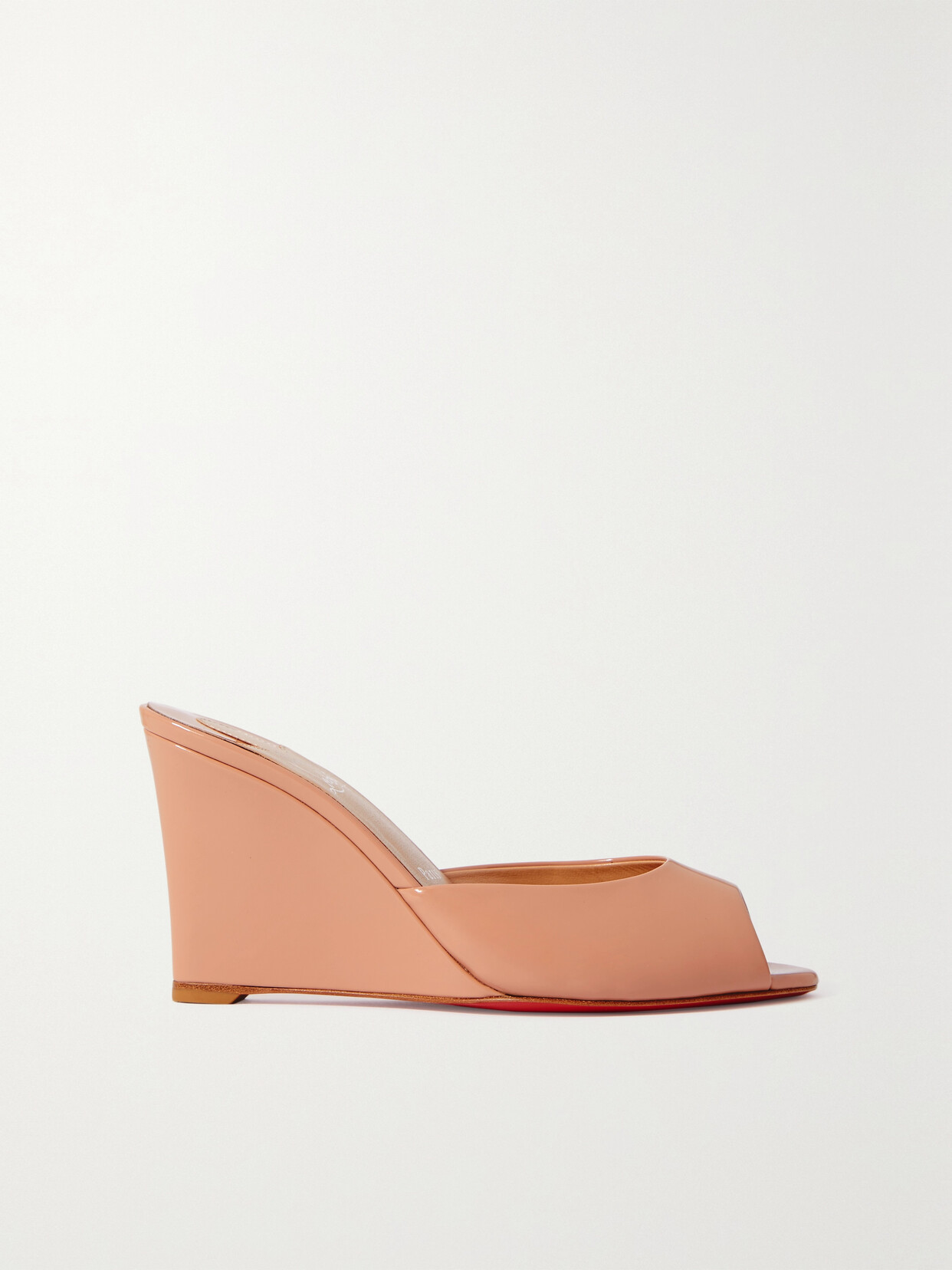 Christian Louboutin Me Dolly Zeppa 85 Patent-leather Wedge Mules - Neutrals