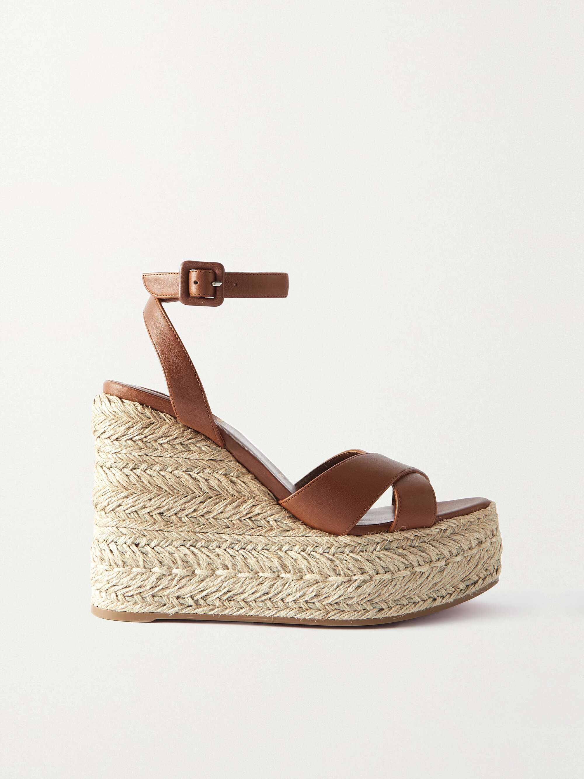 CHRISTIAN LOUBOUTIN Mariza Zeppa 130 leather espadrille wedge sandals ...