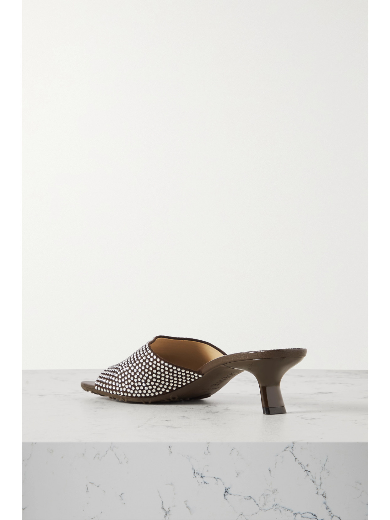 Loewe Petal Strass Kitten-heel Mule Sandals In Brown