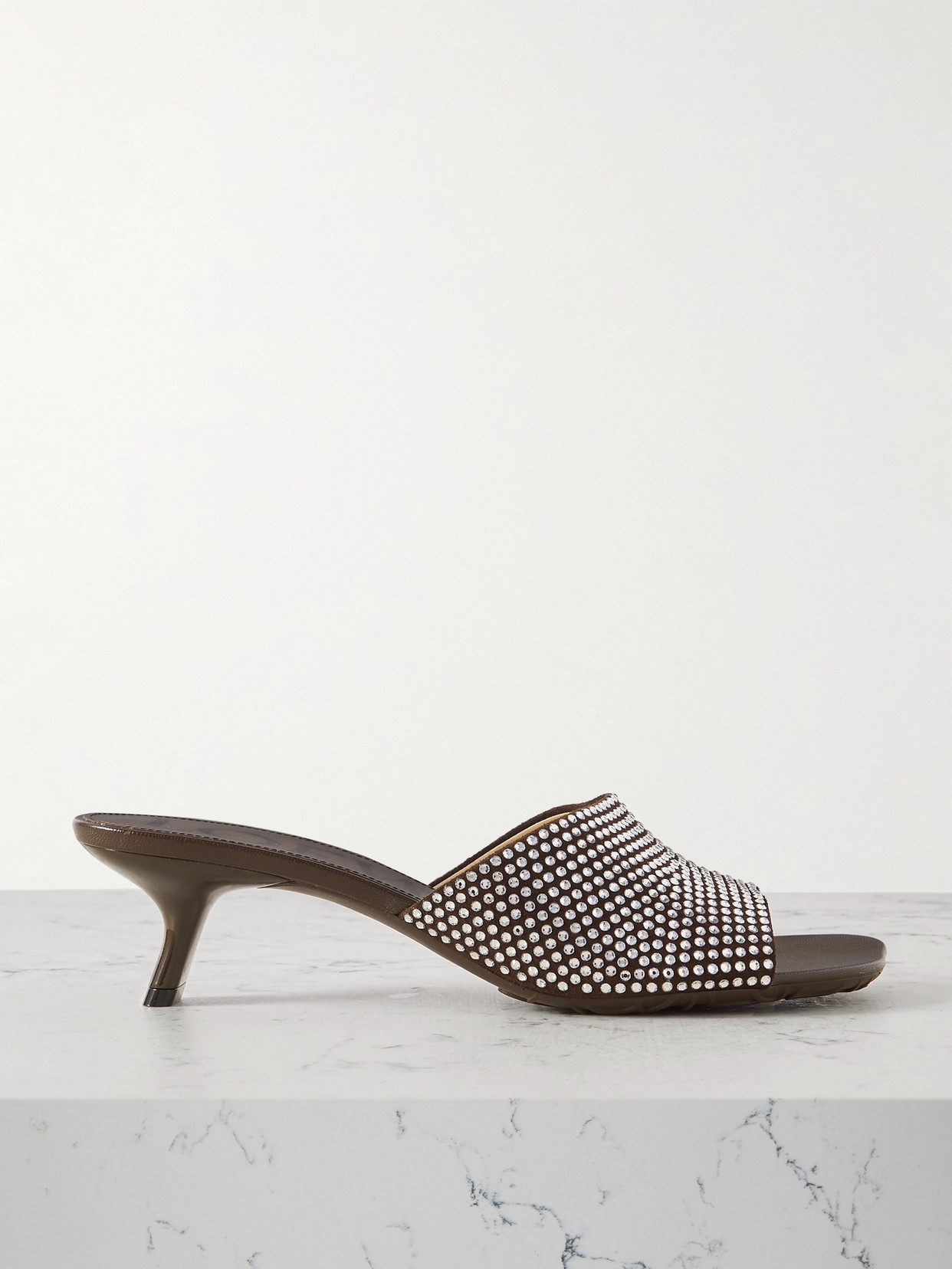 Loewe Crystal-embellished 45 Twill Mules In Brown