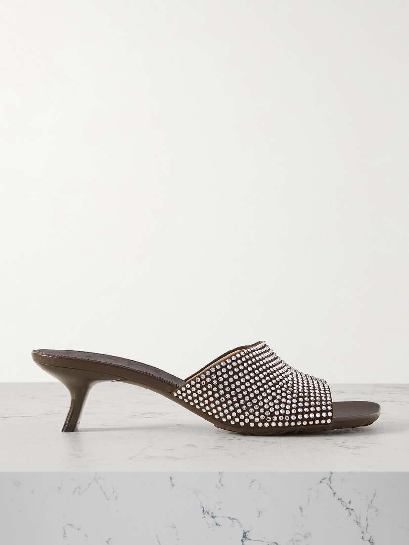 Loewe Petal Crystal-embellished Suede Mules