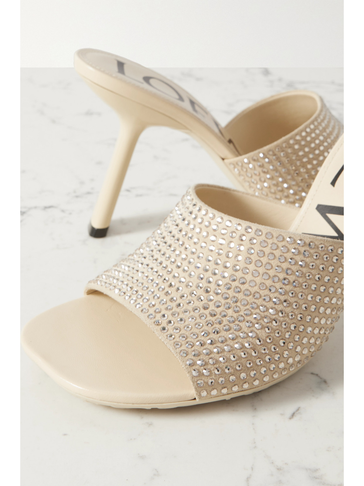 Petal Crystal-Embellished Mules