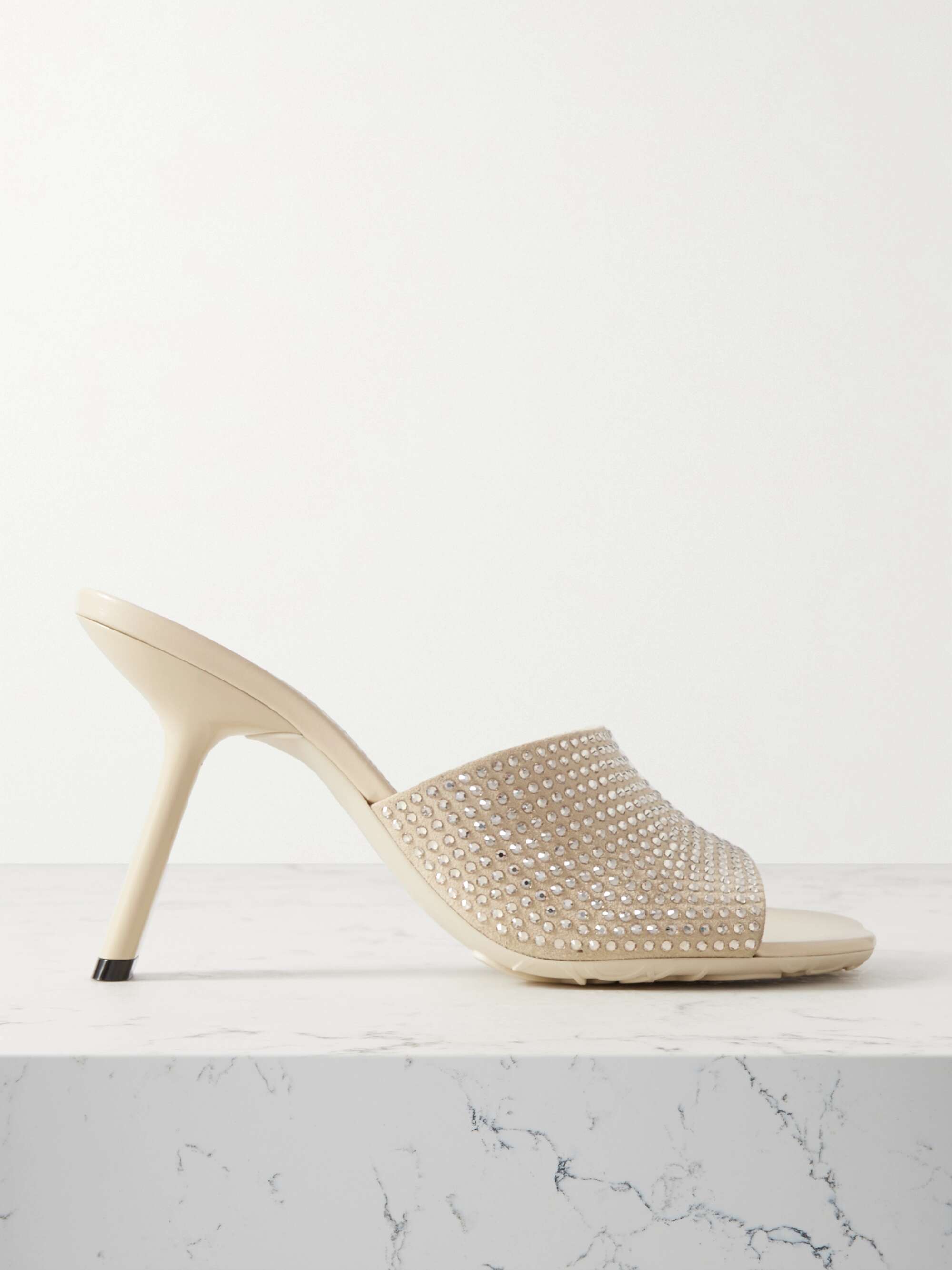 LOEWE Petal crystal-embellished suede mules | NET-A-PORTER