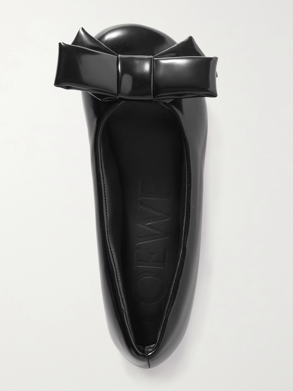 Loewe Puffy Patent Leather Ballet Flats In Black