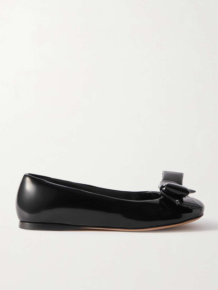 Loewe Puffy Bow-detailed Glossed-leather Ballet Flats