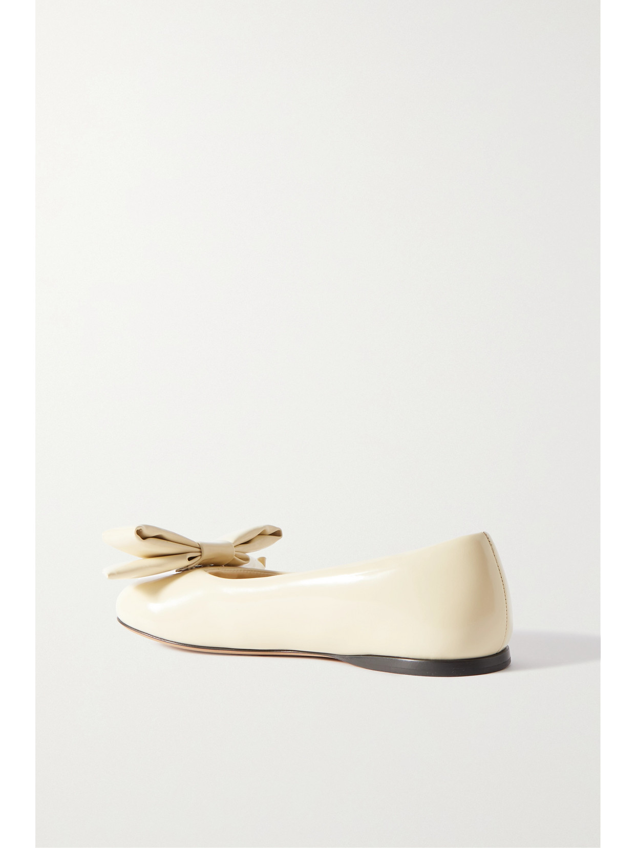 Shop Loewe Puffy Bow-detailed Padded Glossed-leather Ballet Flats In Neutrals