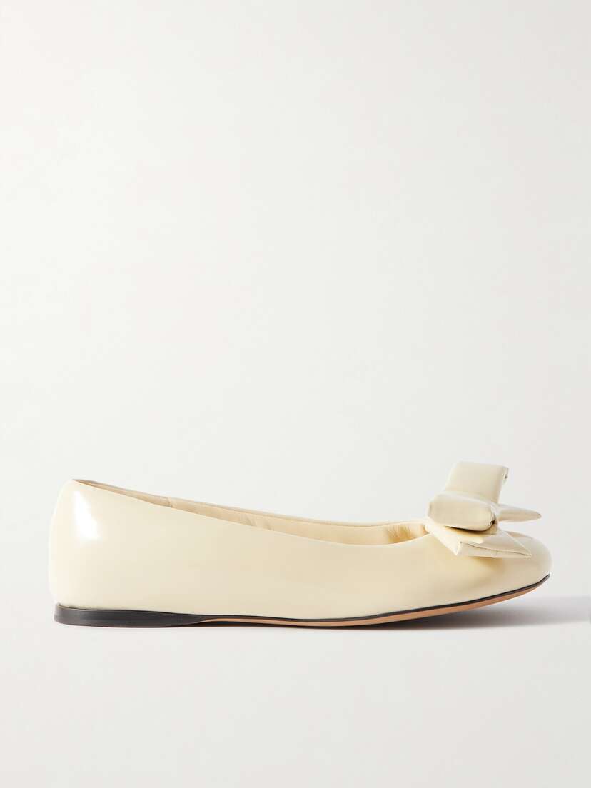 Loewe Puffy Bow-detailed Padded Glossed-leather Ballet Flats