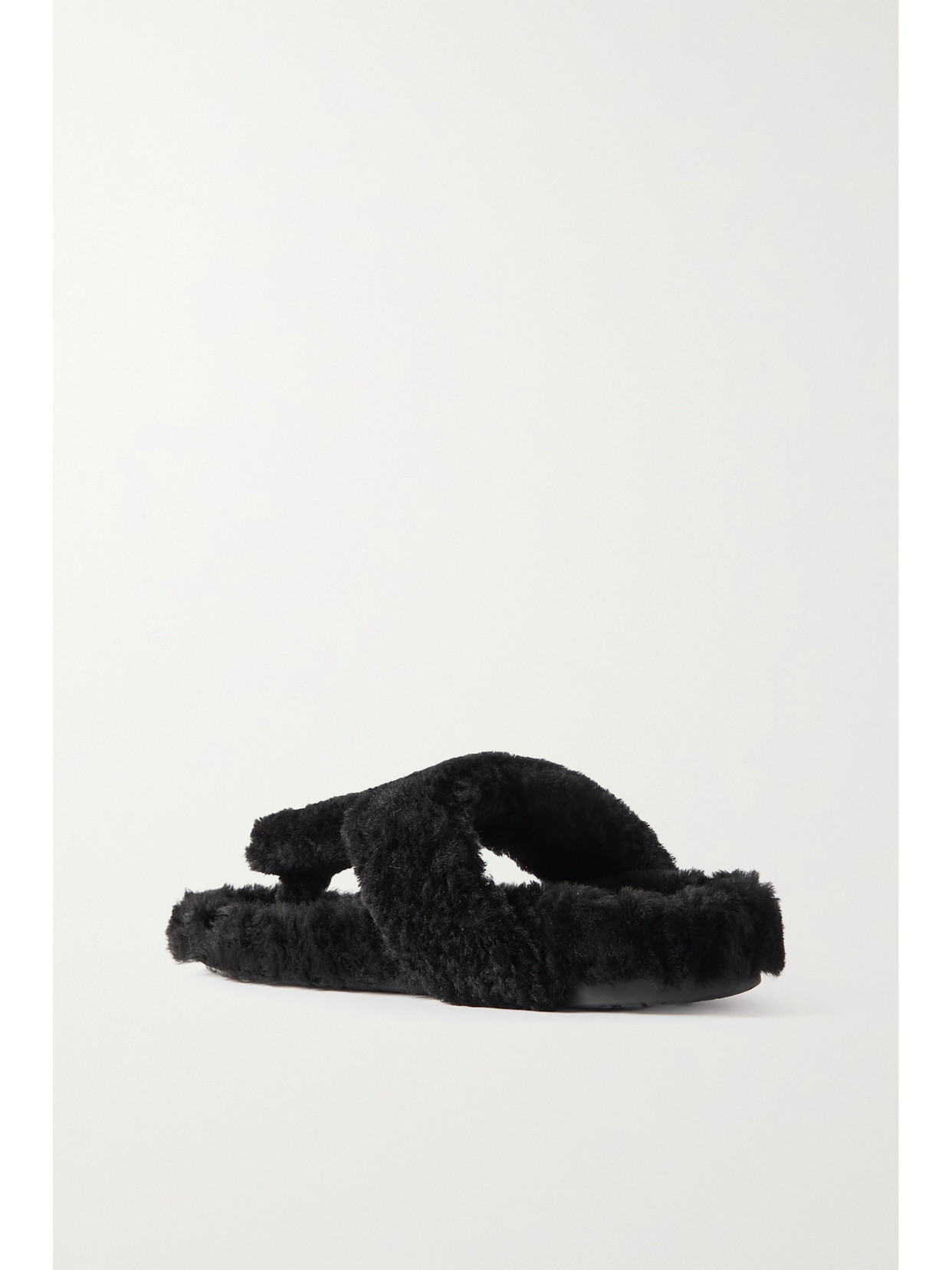 Loewe Ease Toe Post Sandal In Shearling In Black