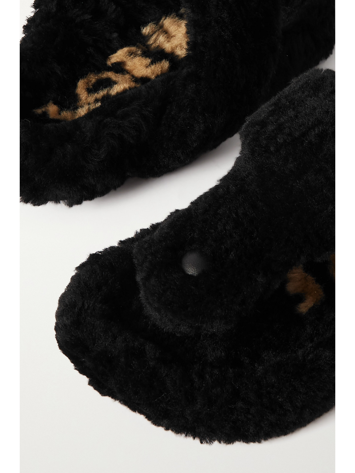 Loewe Ease Toe Post Sandal In Shearling In Black