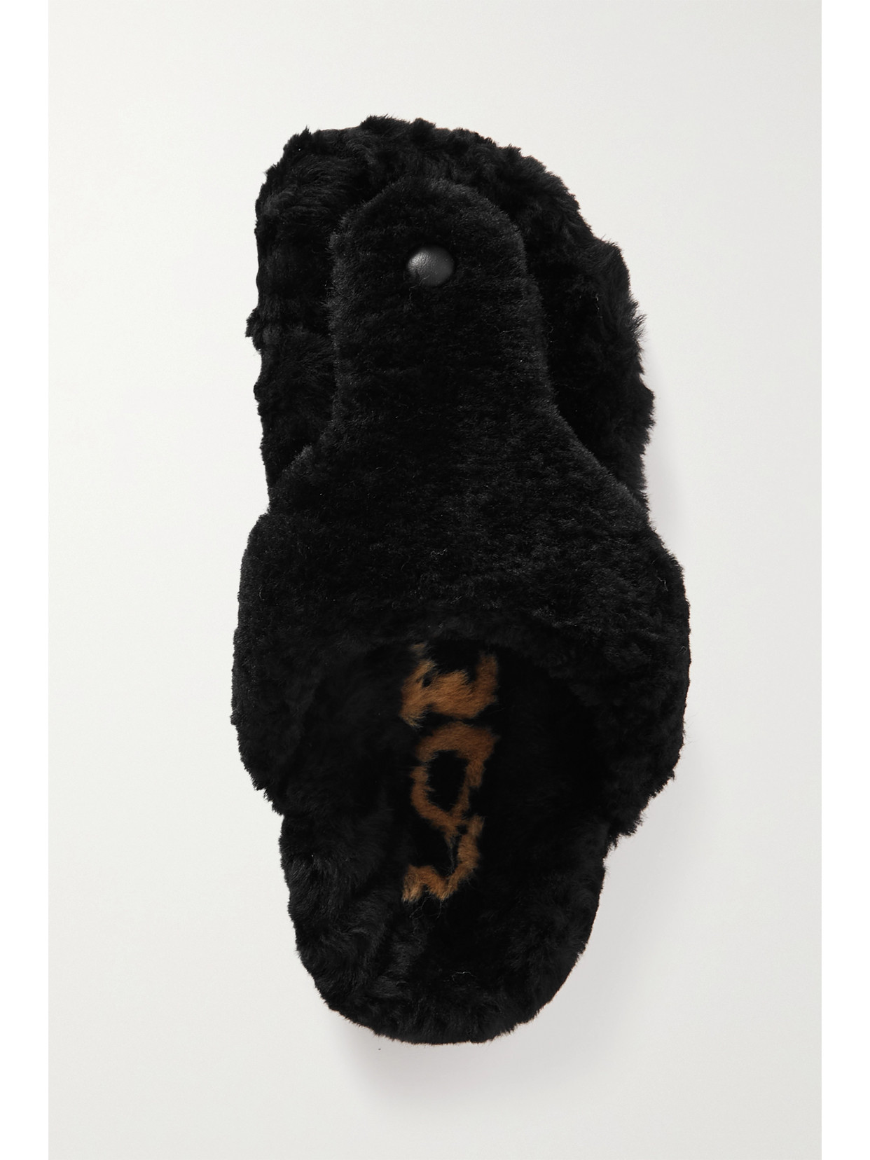 Loewe Ease Toe Post Sandal In Shearling In Black