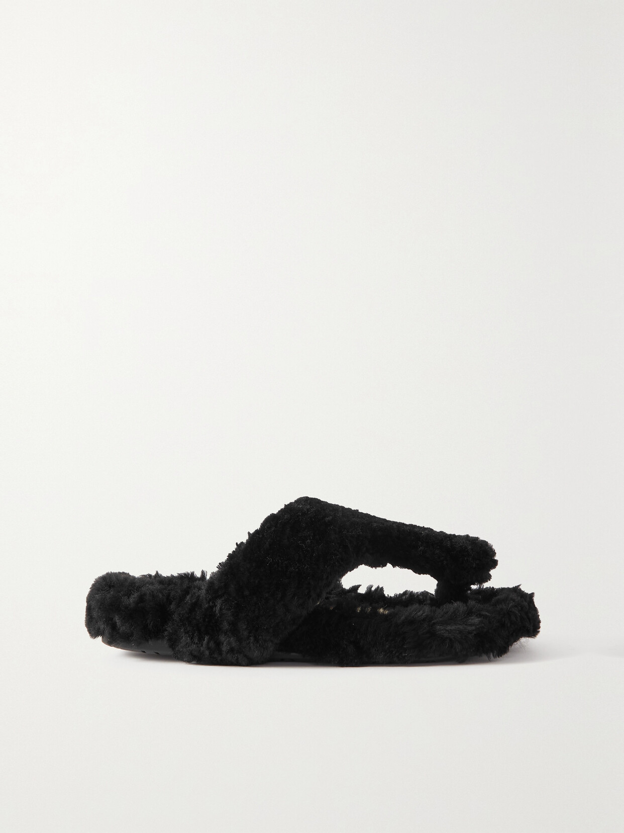 Loewe Shearling Sandals In Black