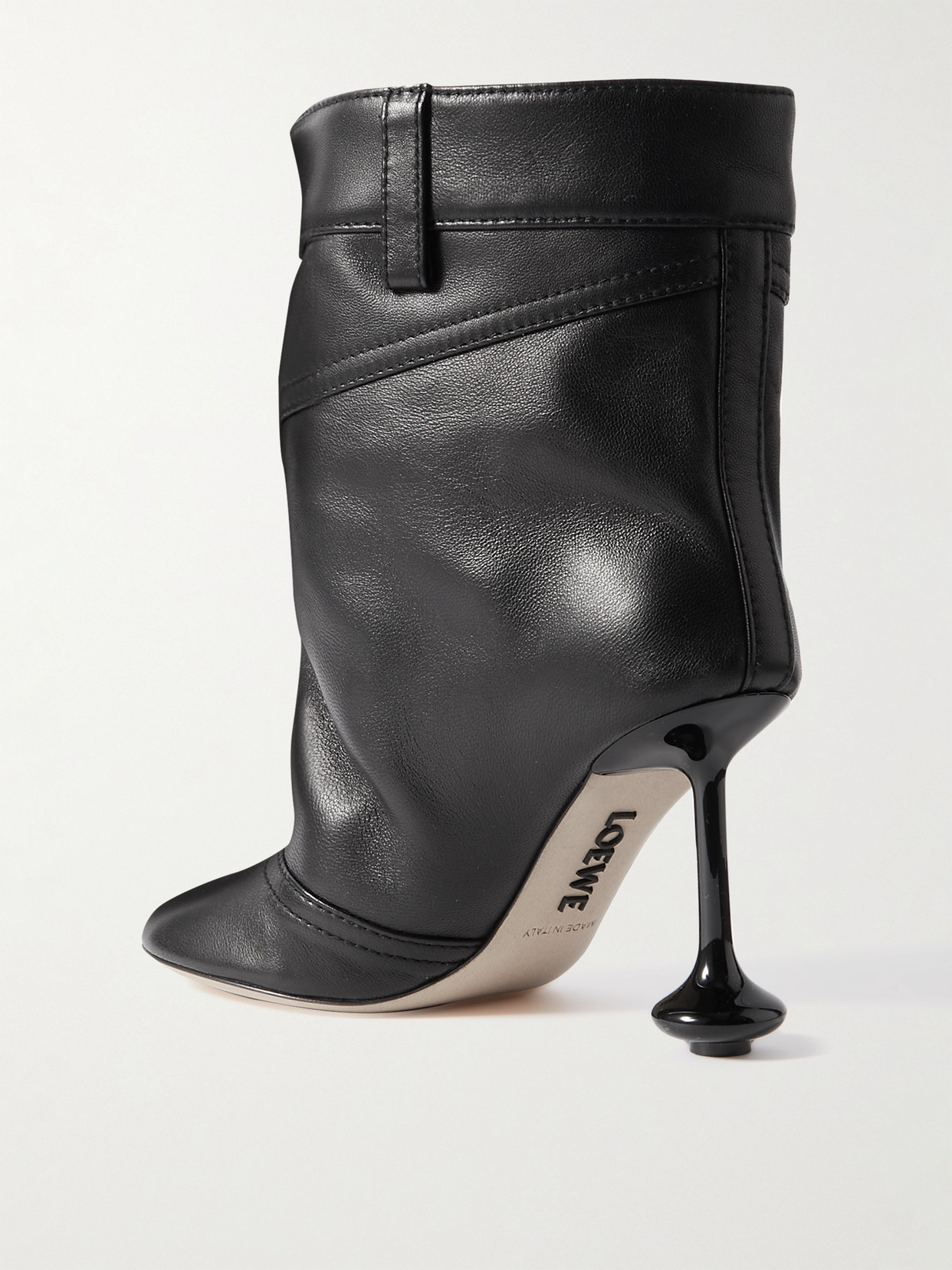 Shop Loewe Toy Paneled Leather Ankle Boots In Black