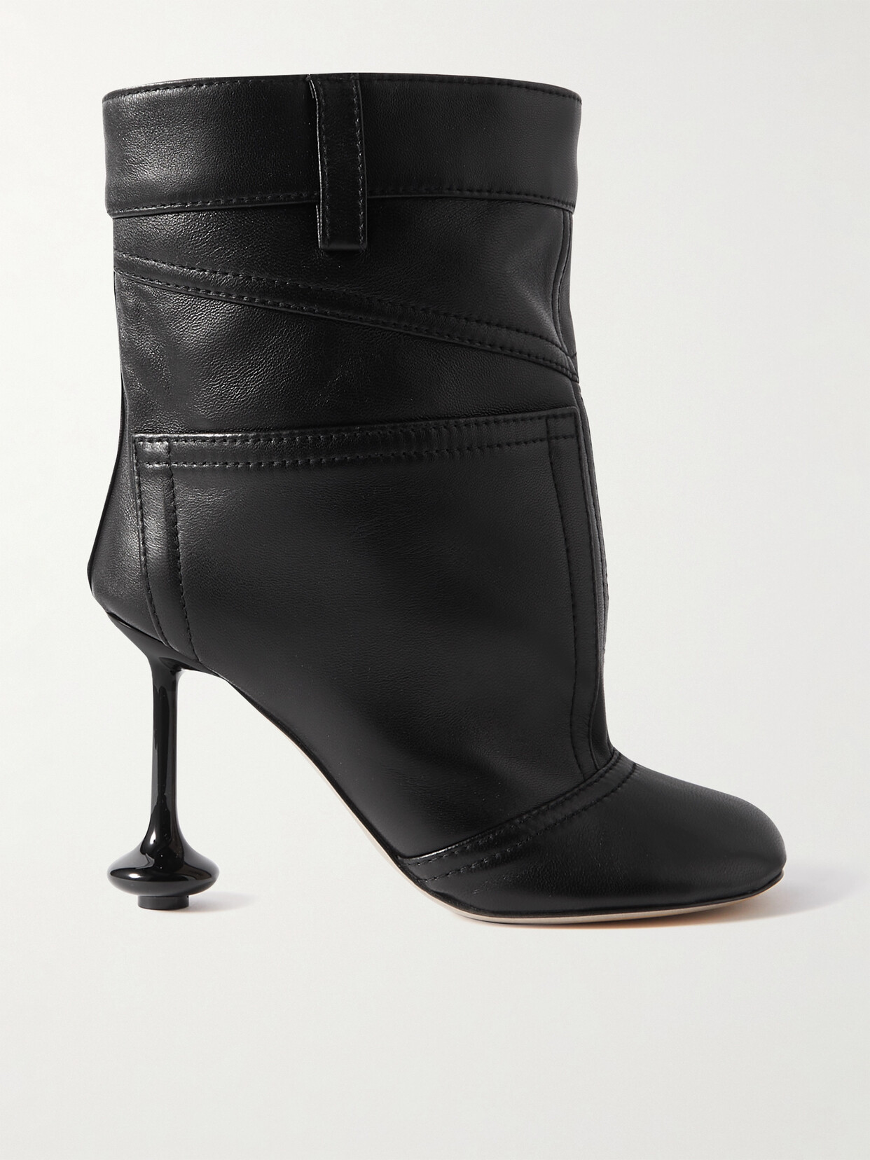 Shop Loewe Toy Paneled Leather Ankle Boots In Black