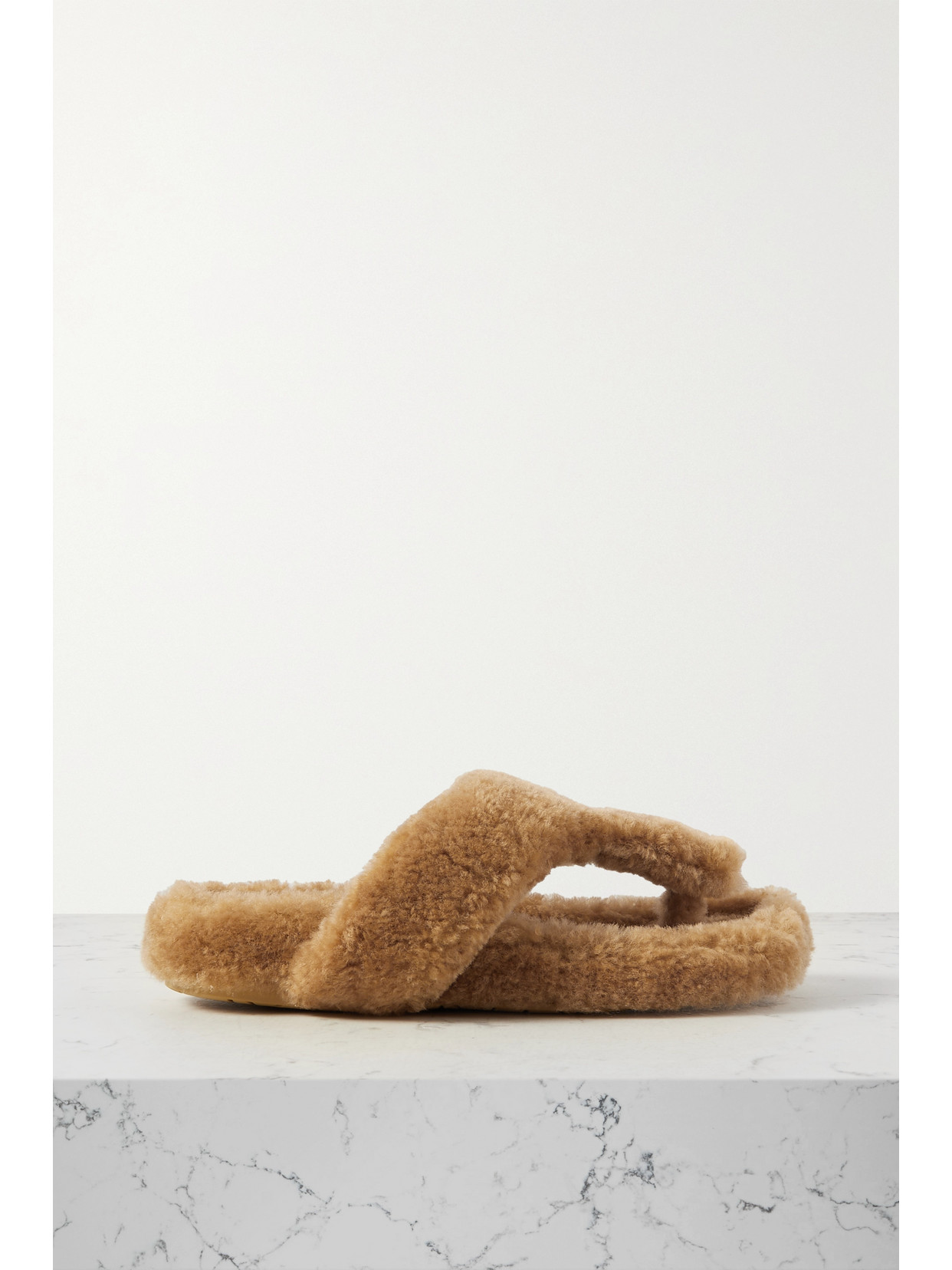 Shop Loewe Shearling Sandals In Neutrals