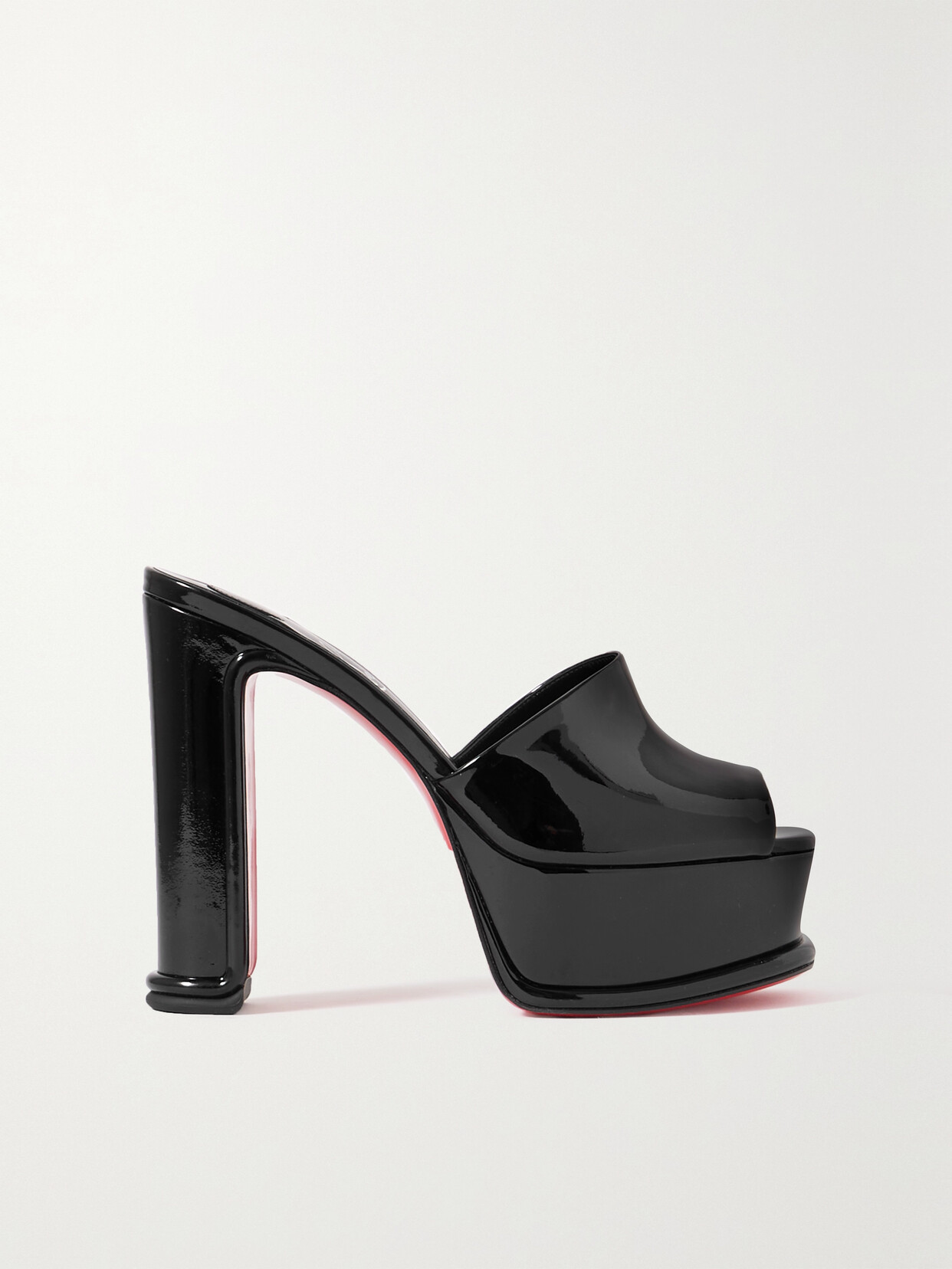 Christian Louboutin Amali Patent Red Sole Platform Mule Sandals In Black