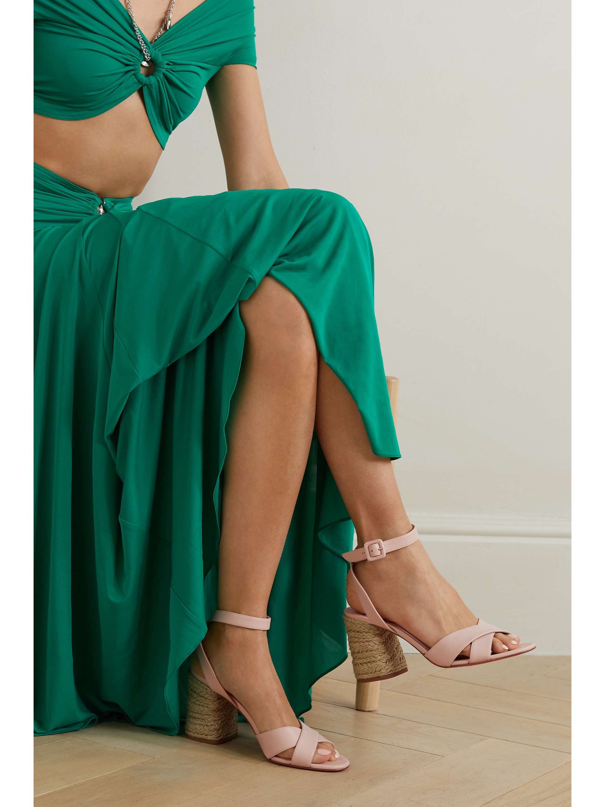 CHRISTIAN LOUBOUTIN Summer Mariza 85 leather and raffia sandals NETA