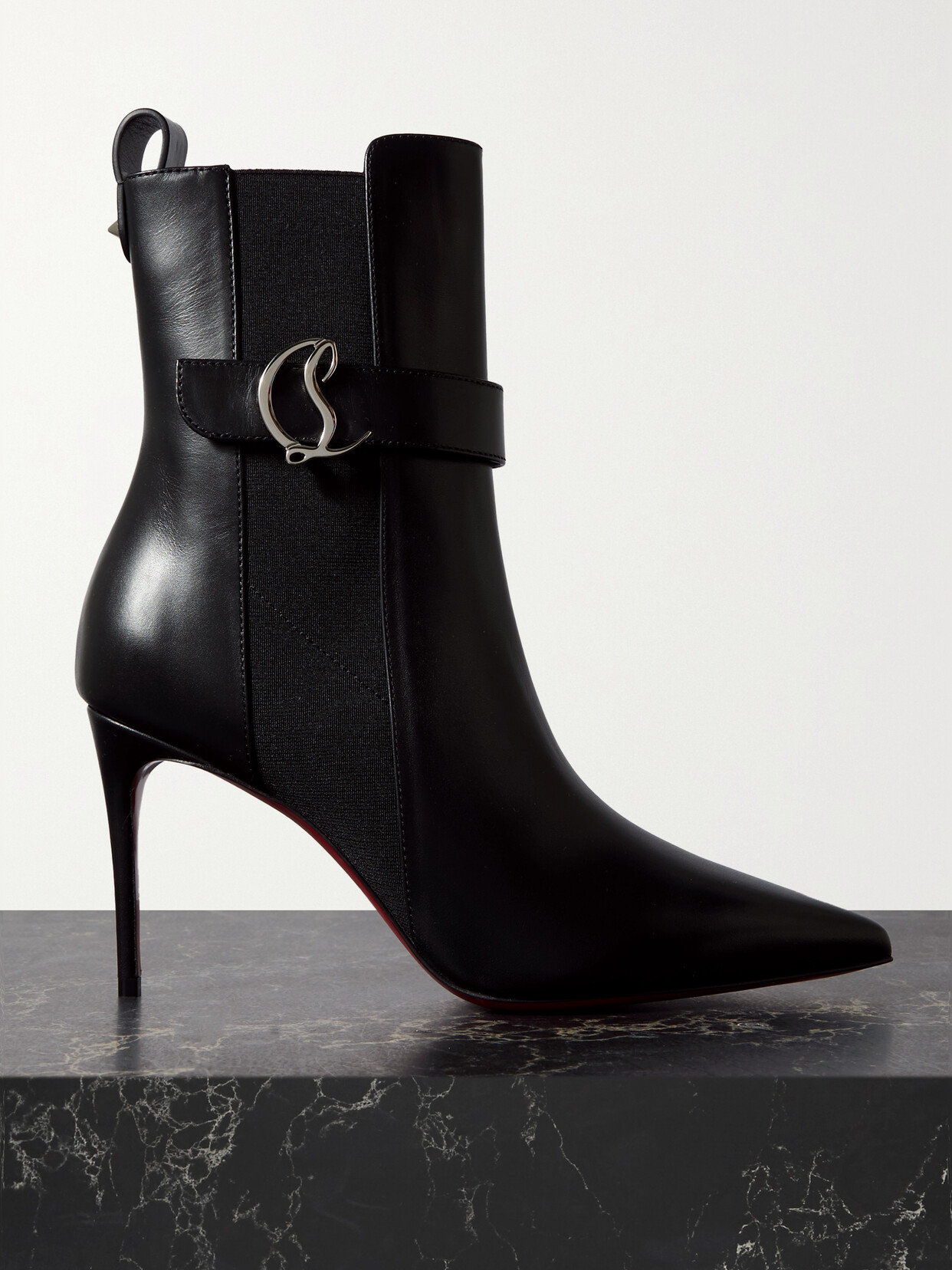 Christian Louboutin Cl Leather Ankle Boots In Black