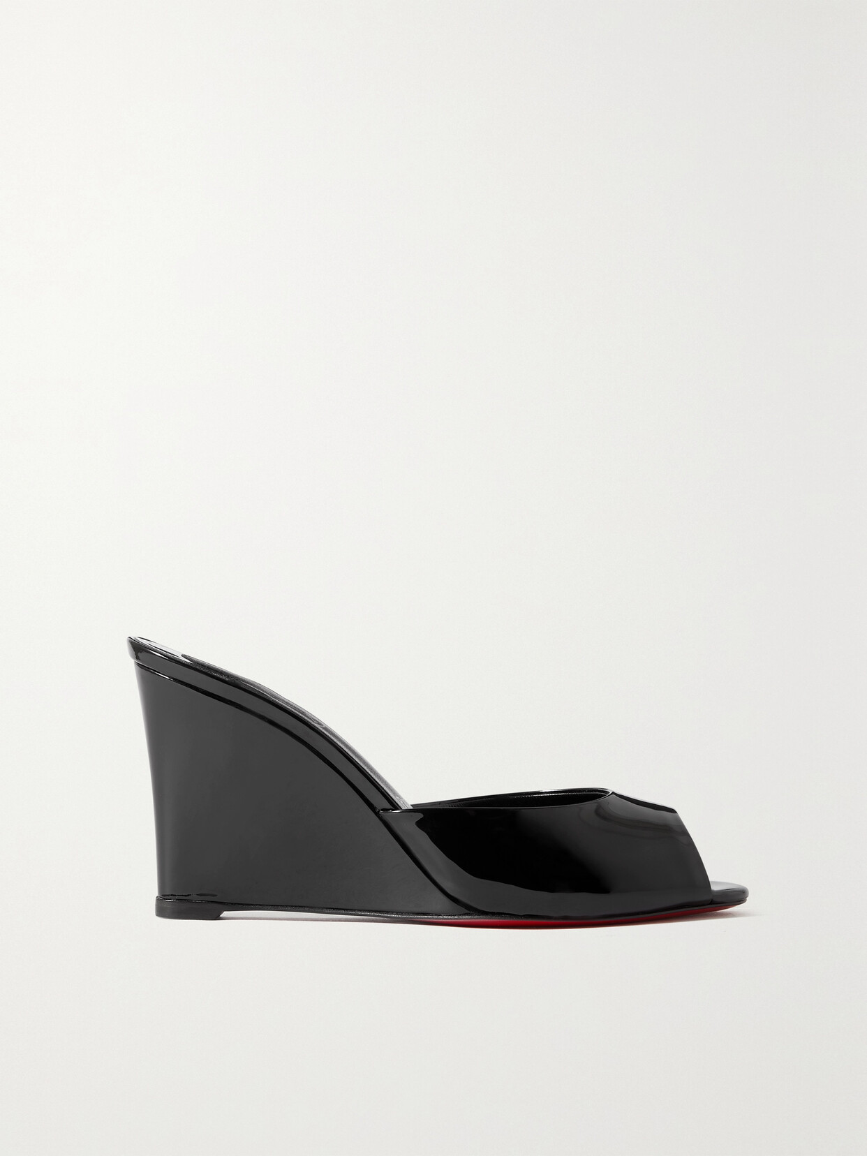 Christian Louboutin - Me Dolly Zeppa 85 Patent-leather Wedge Mules - Black