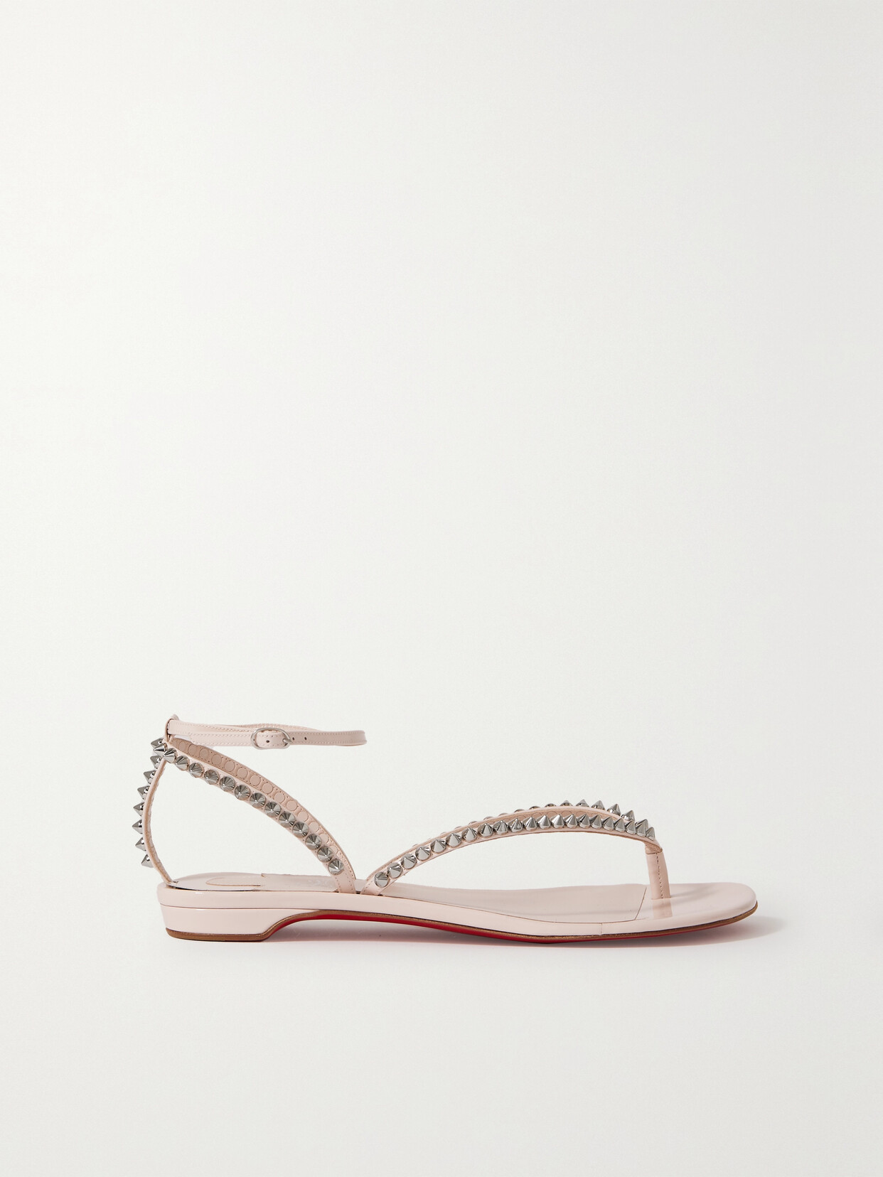 Christian Louboutin - So Me Tonguetta Spiked Patent-leather Sandals - White