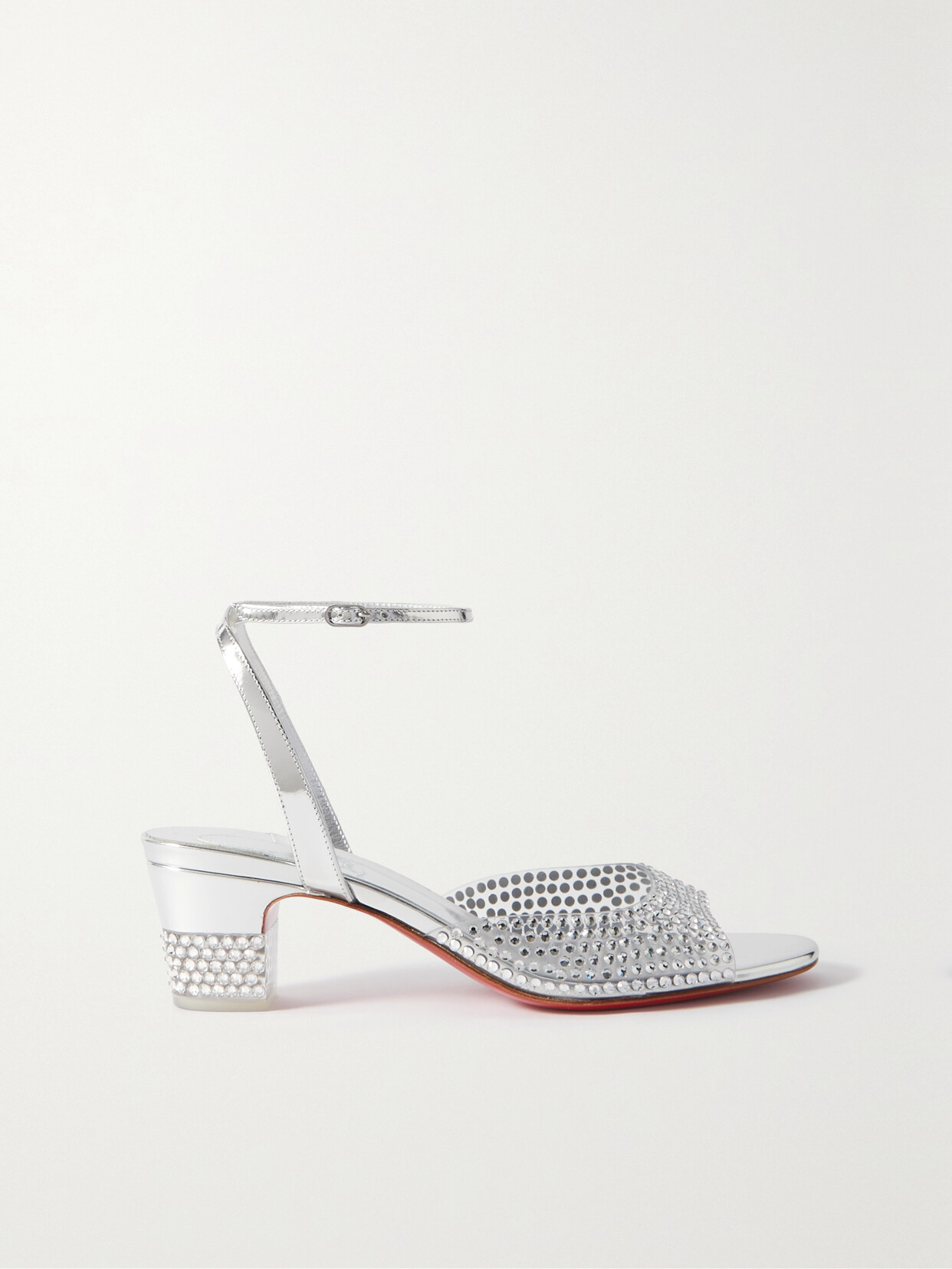 Christian Louboutin - Cassandrissima 45 Crystal-embellished Pvc And Metallic Leather Sandals - Silver