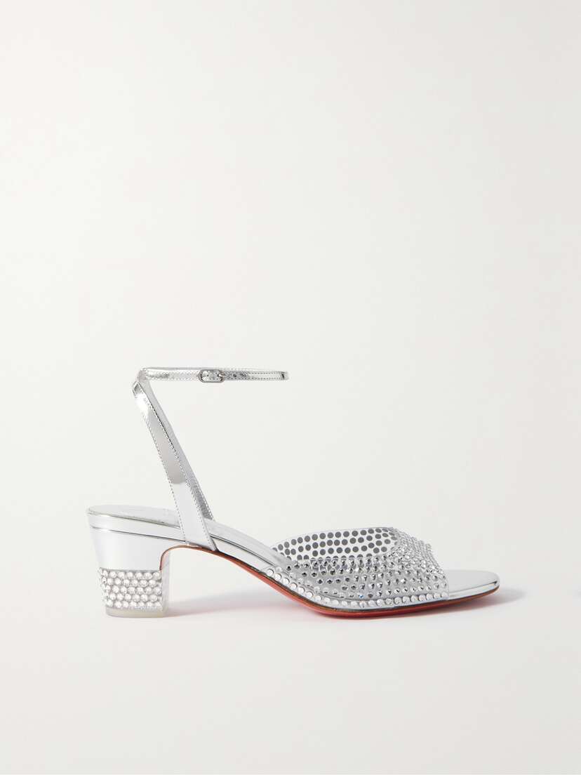 Christian Louboutin Cassandrissima 45 Crystal-embellished Pvc And Metallic Leather Sandals