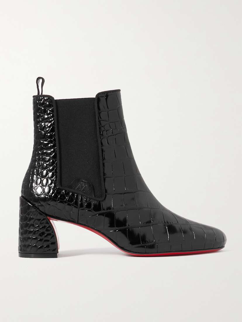 Christian Louboutin Turelastic 55 Croc-effect Patent-leather Chelsea Boots