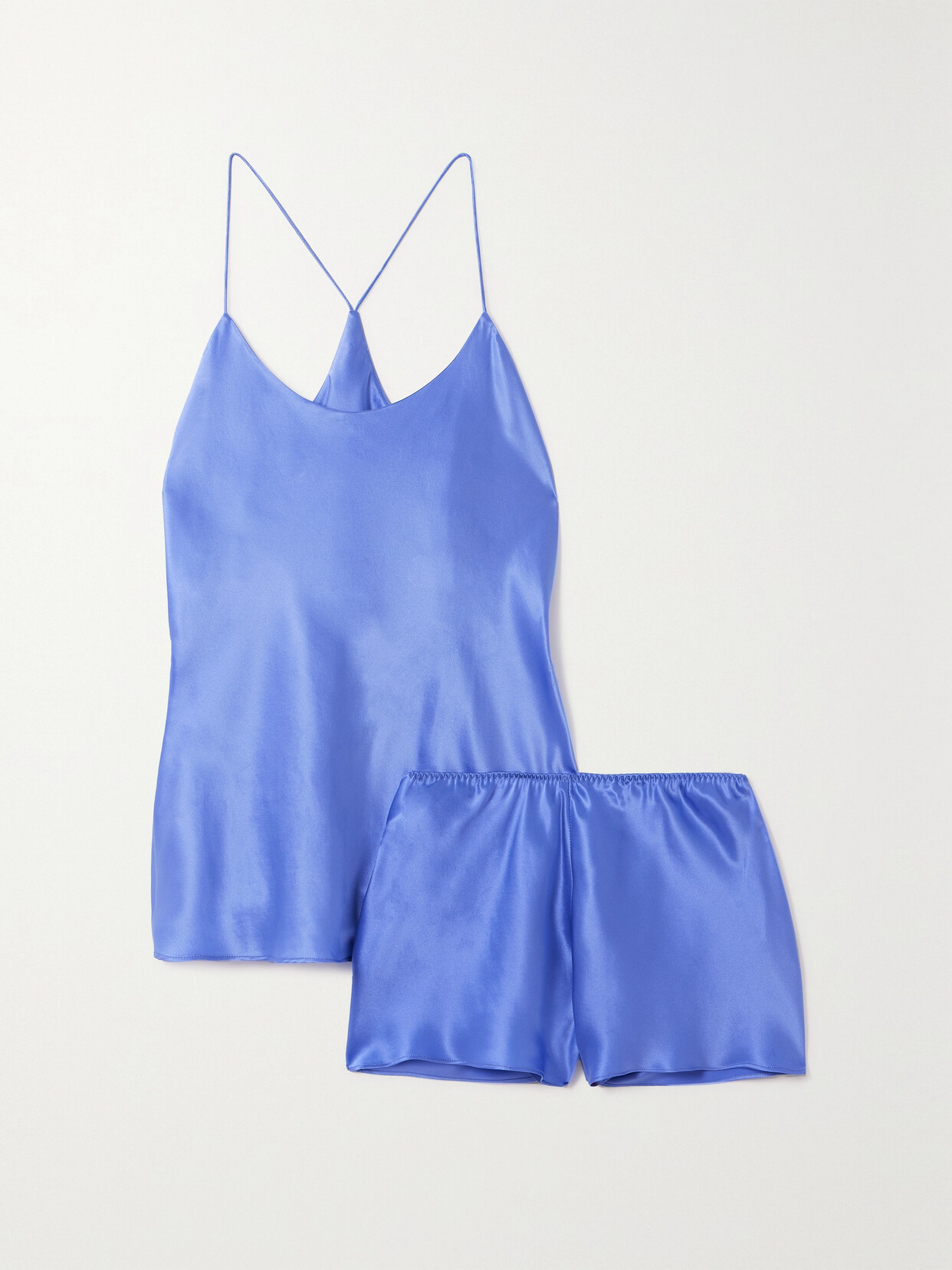 Olivia von Halle - Bella Silk-satin Camisole Pajama Set - Blue