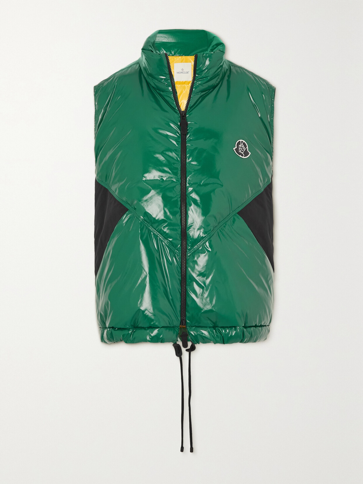 MONCLER GENIUS + ALICIA KEYS CHELSEA OVERSIZED PANELED GLOSSED-SHELL DOWN VEST