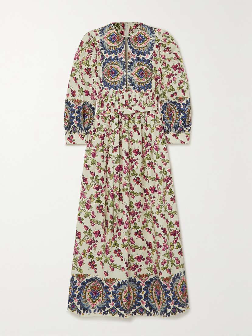 Etro Flower-print Cotton-blend Poplin Midi Dress
