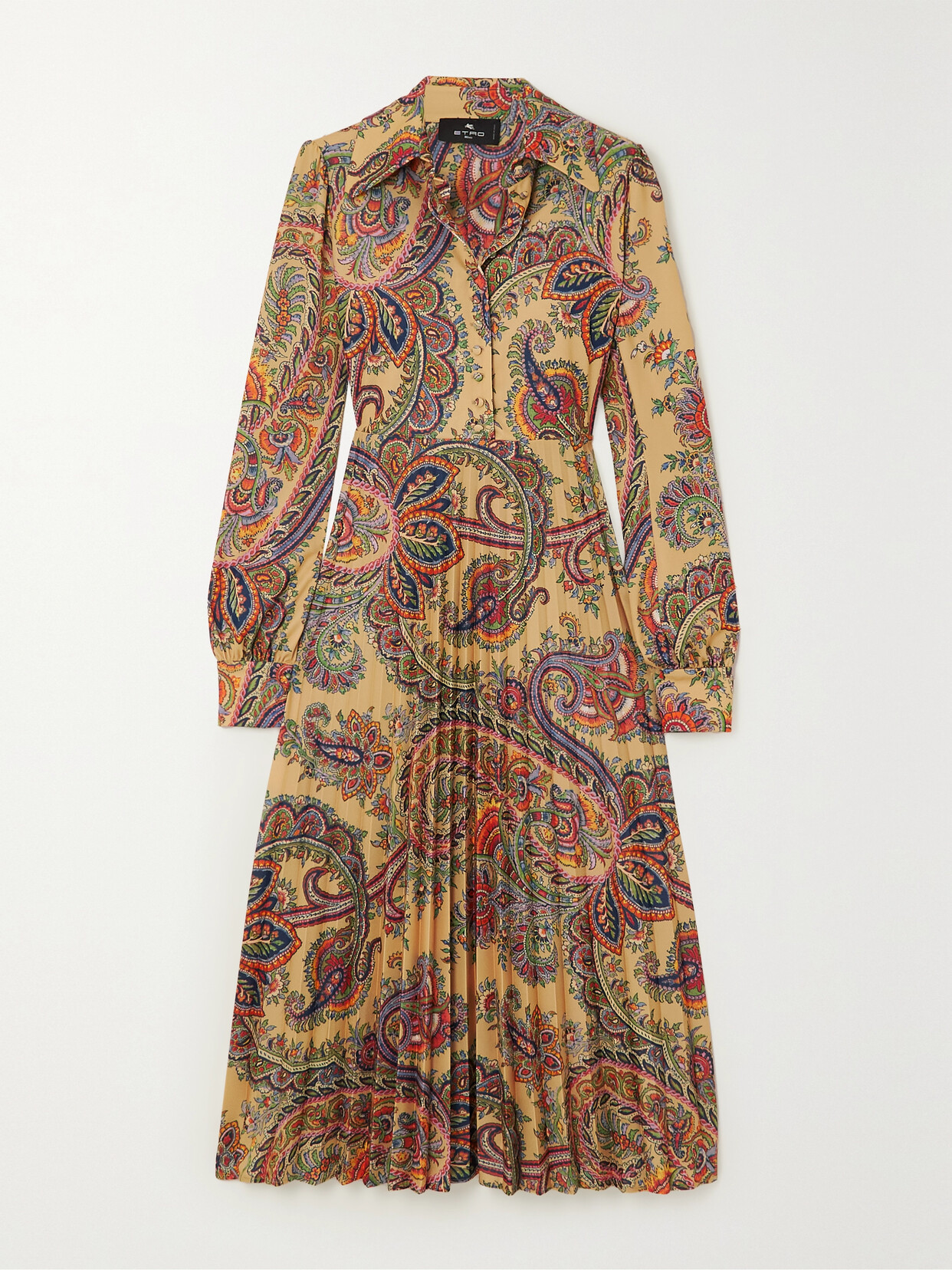 Etro Pleated Paisley-print Crepe Midi Shirt Dress