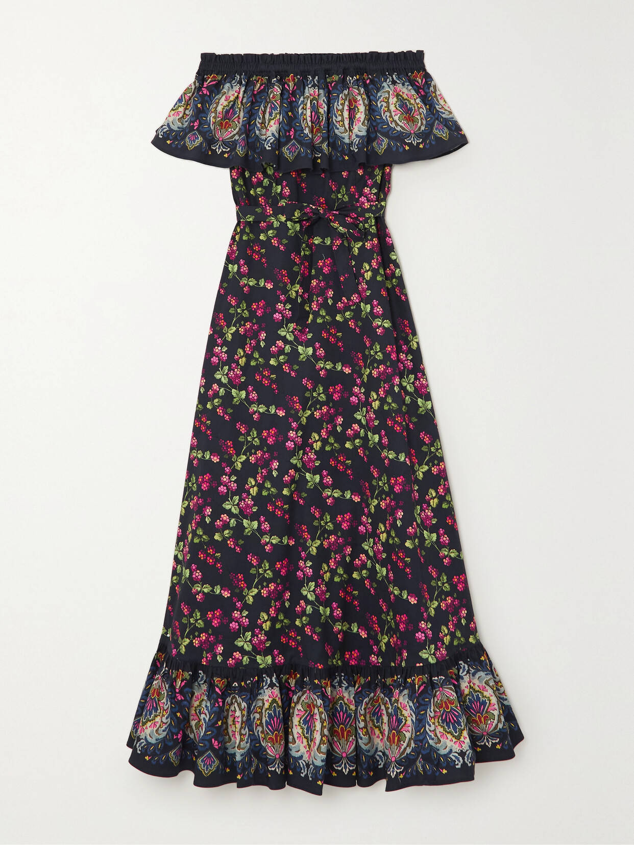 ETRO OFF-THE-SHOULDER PRINTED STRETCH-COTTON MAXI DRESS