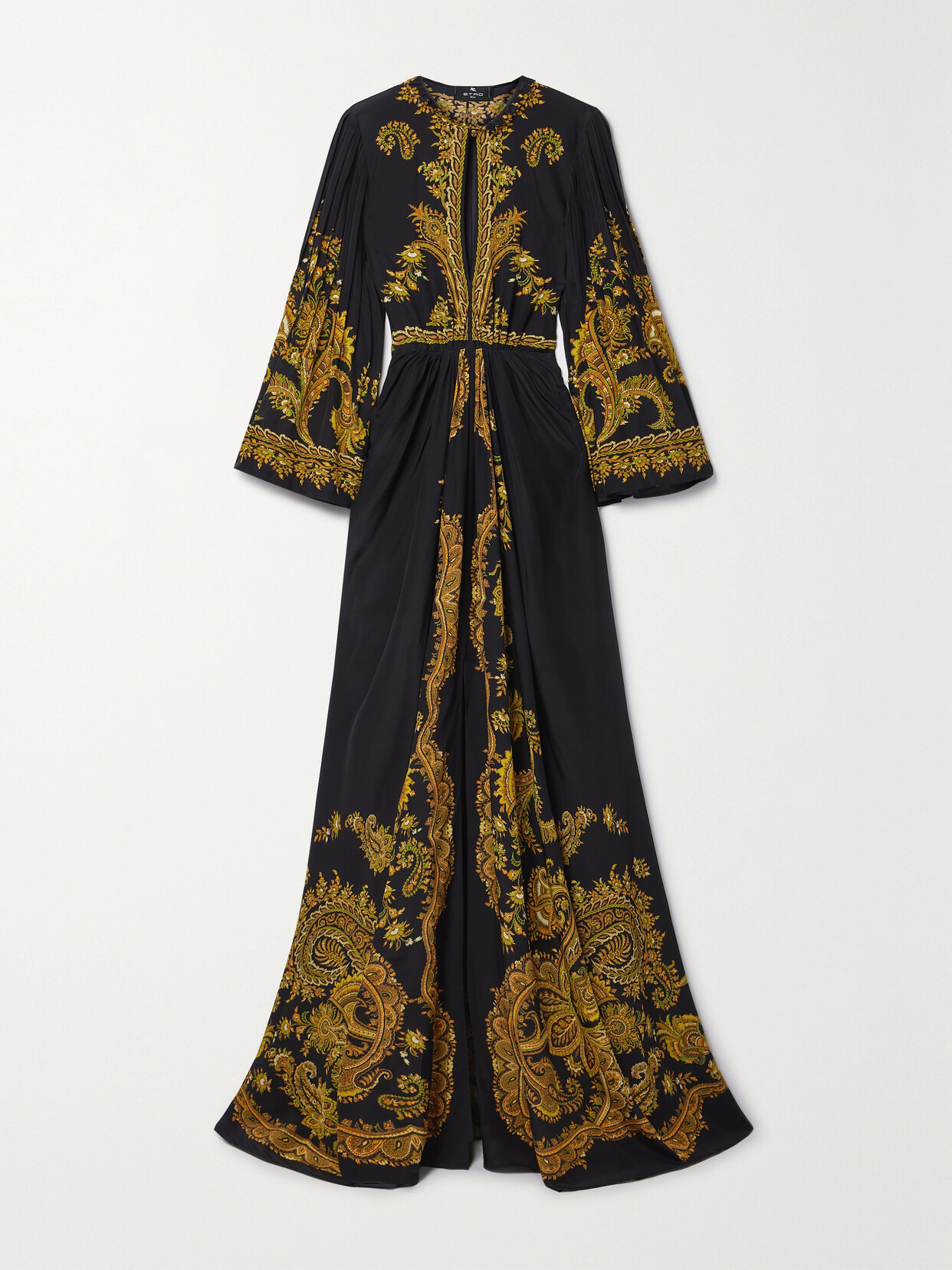 Etro Pleated Paisley-print Silk Crepe De Chine Maxi Dress