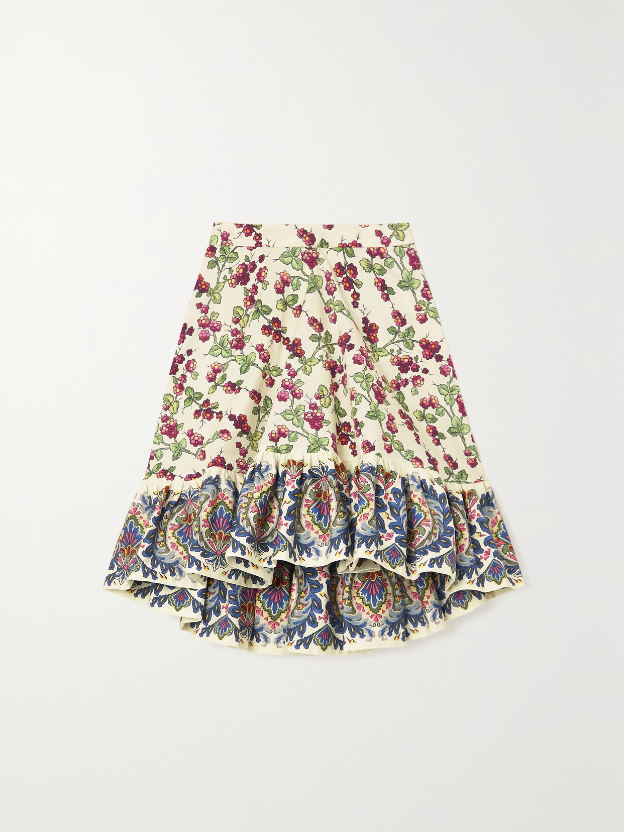 Etro Printed Pleated Cotton-blend Twill Mini Skirt - White