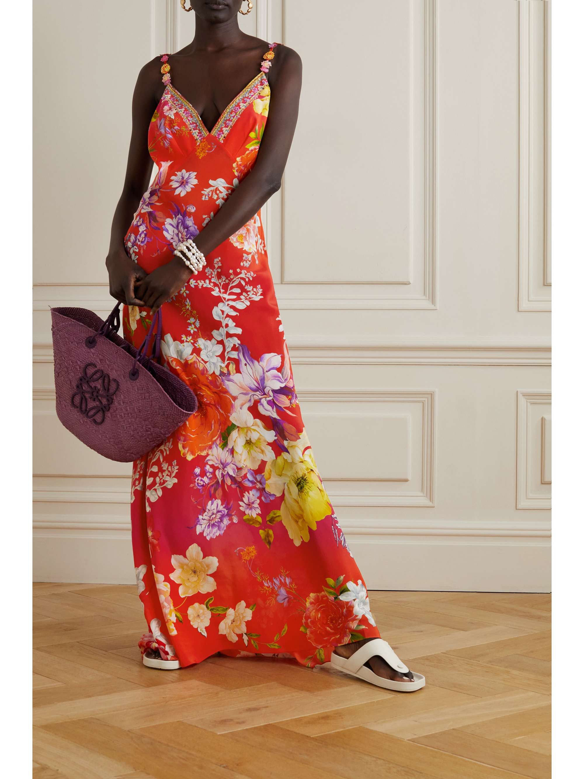 CAMILLA Kiss and Tell crystal-embellished floral-print silk crepe de chine  maxi dress | NET-A-PORTER