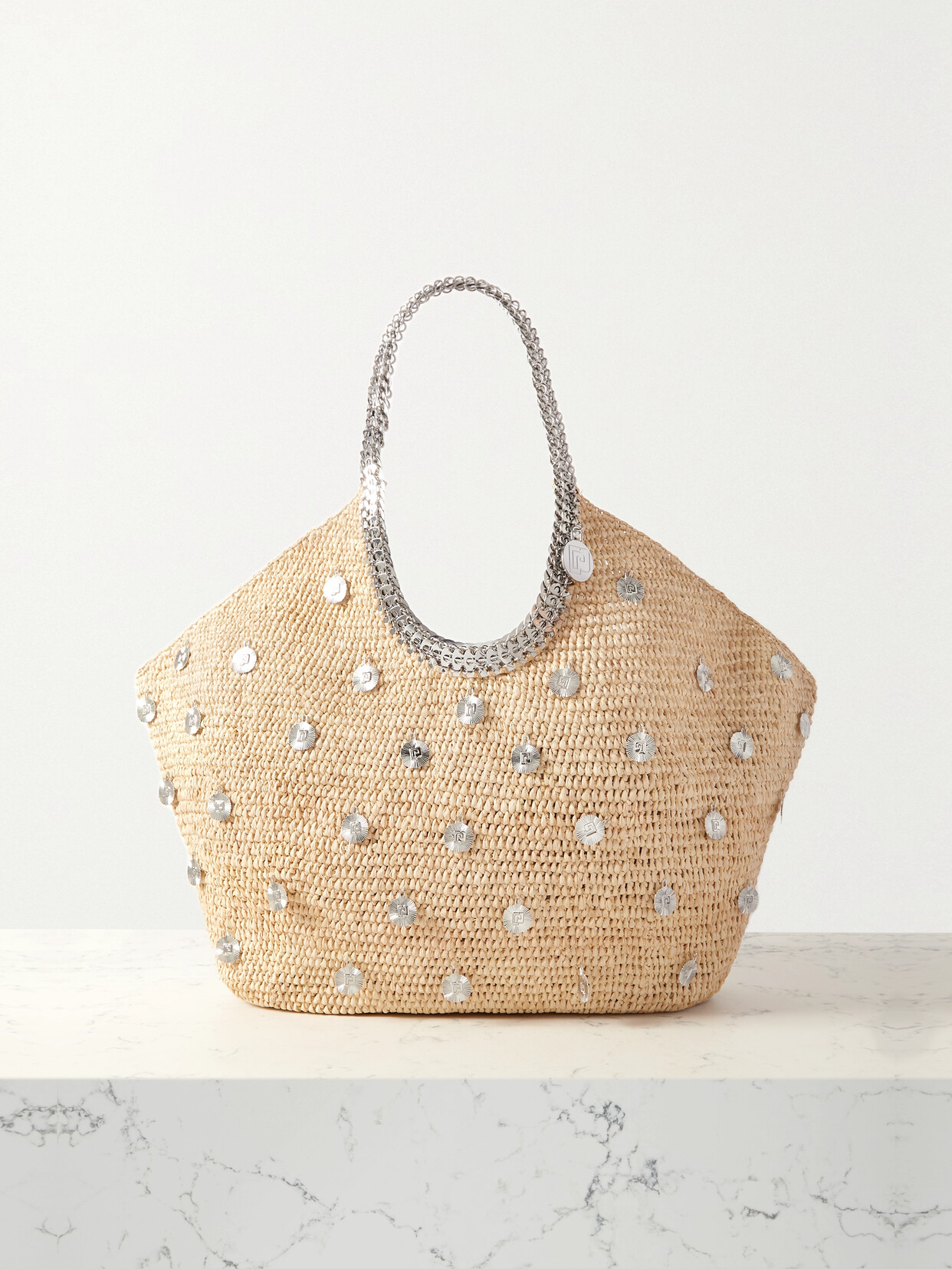 Rabanne - Cabas Appliquéd Raffia Tote - Neutrals