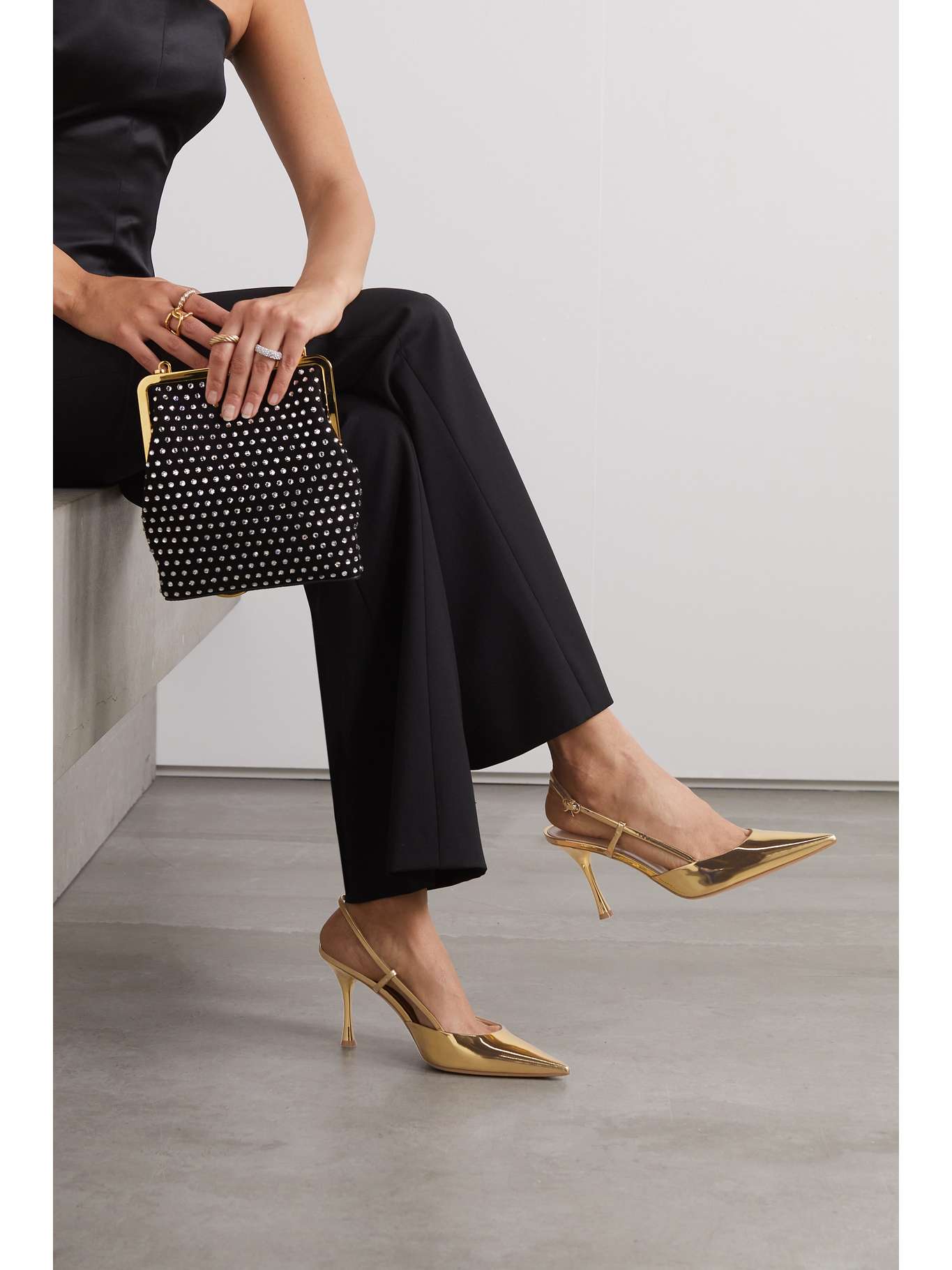 GIANVITO ROSSI Ascent 85 mirroredleather slingback pumps NETAPORTER