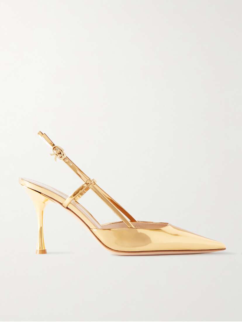 Gianvito Rossi Ascent 85 Mirrored-leather Slingback Pumps