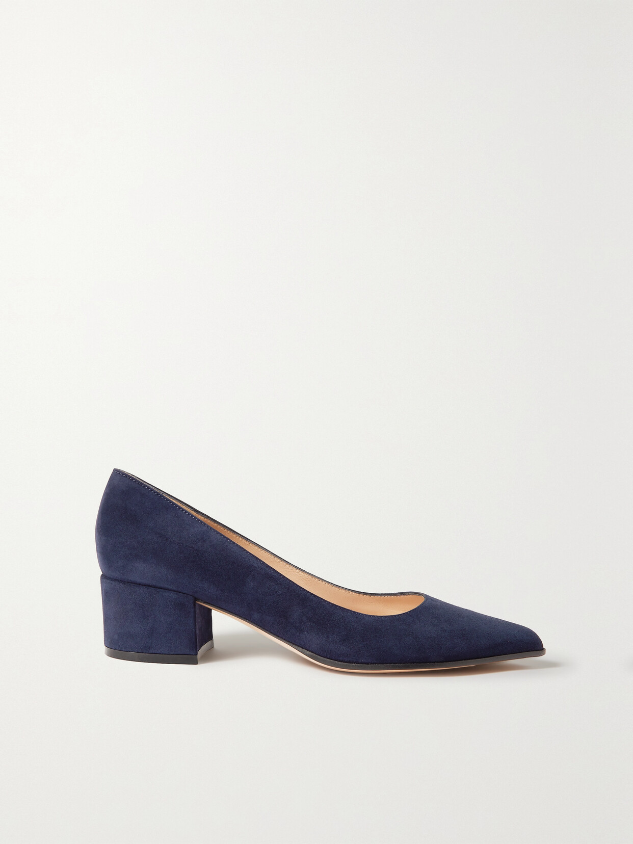 Gianvito Rossi Suede Block-heel Pumps In Denim