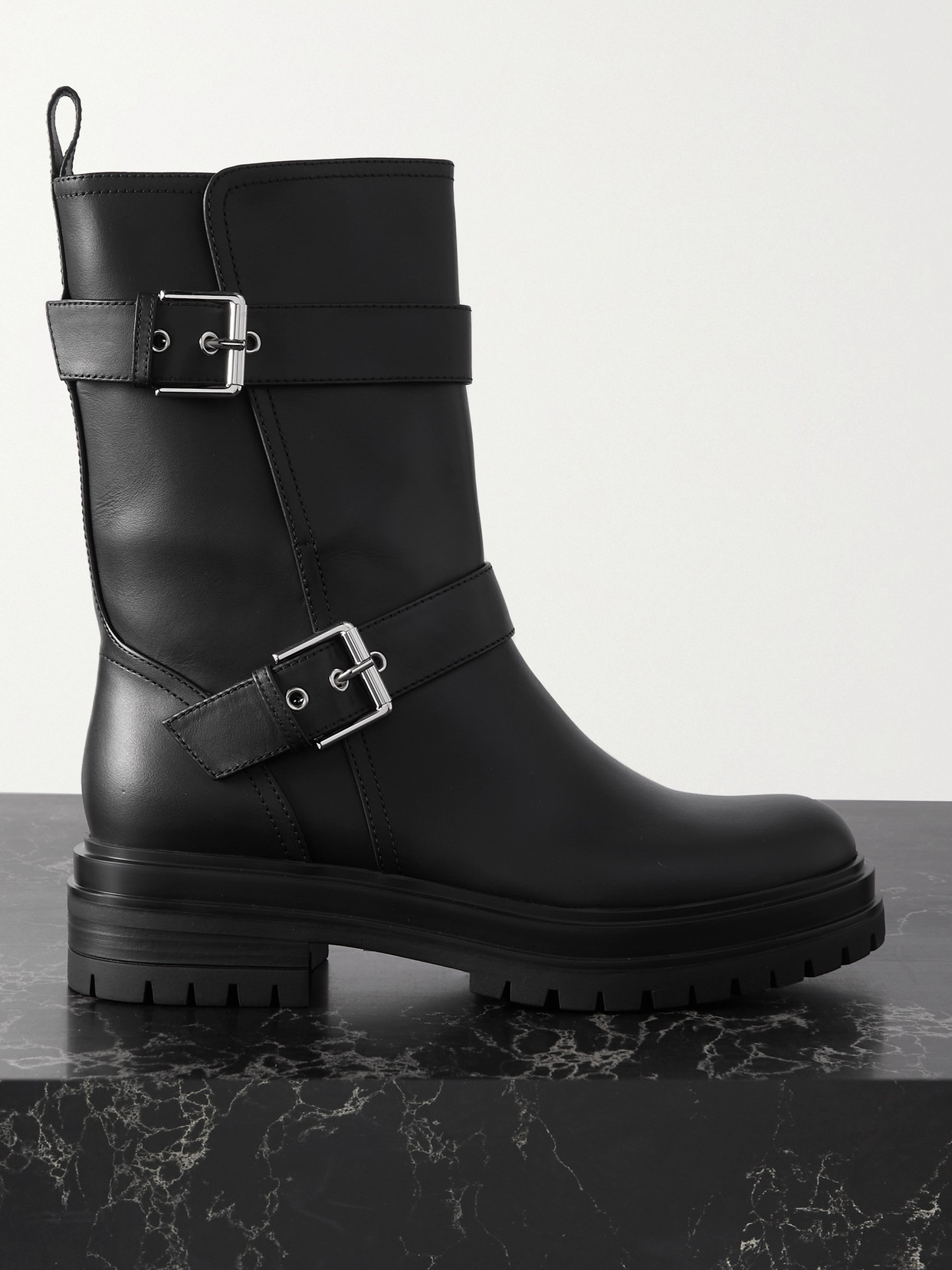 Gianvito Rossi Buckled Leather Boots Black