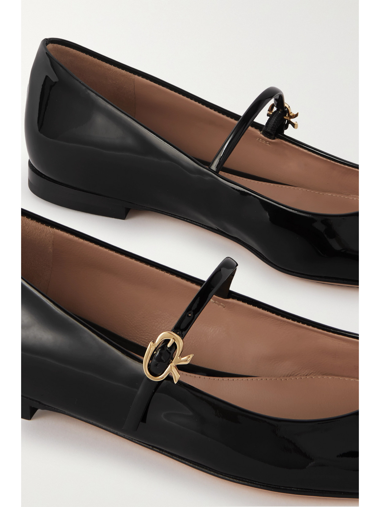 Shop Gianvito Rossi Vernice Patent-leather Mary Jane Point-toe Flats In Black