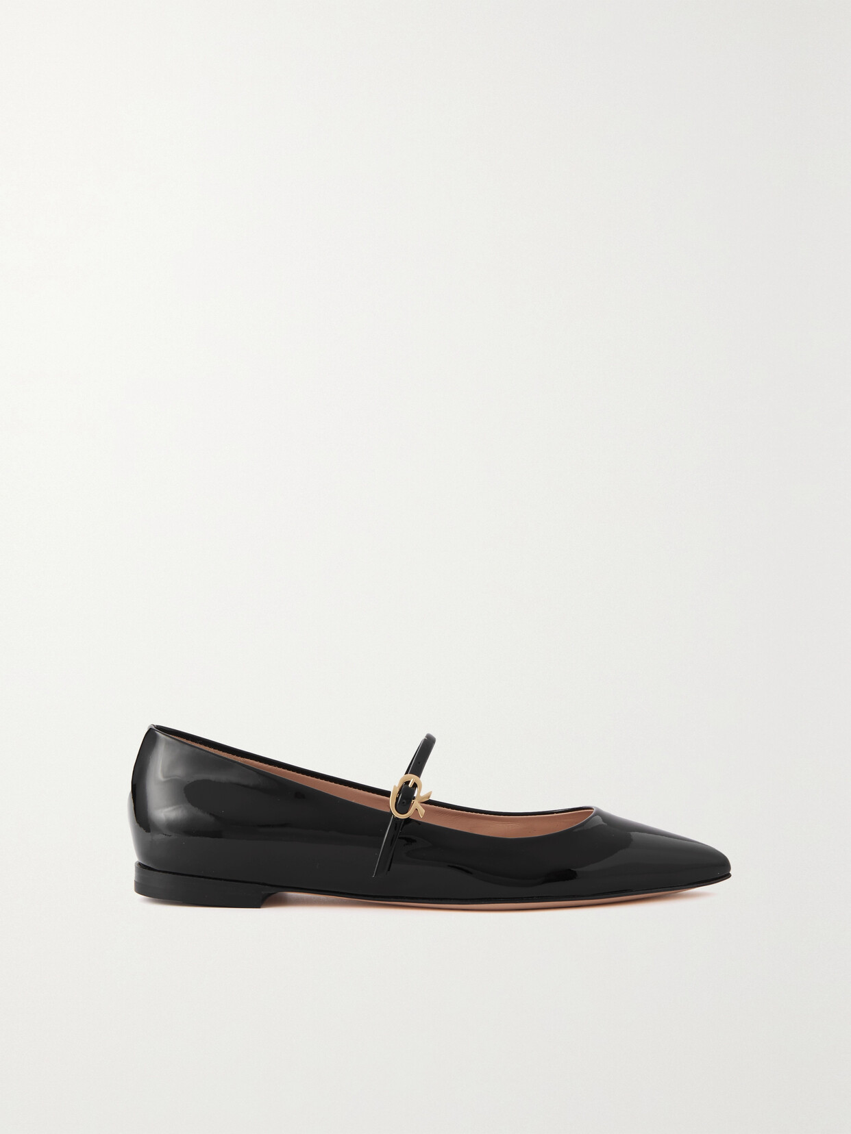 Shop Gianvito Rossi Vernice Patent-leather Mary Jane Point-toe Flats In Black