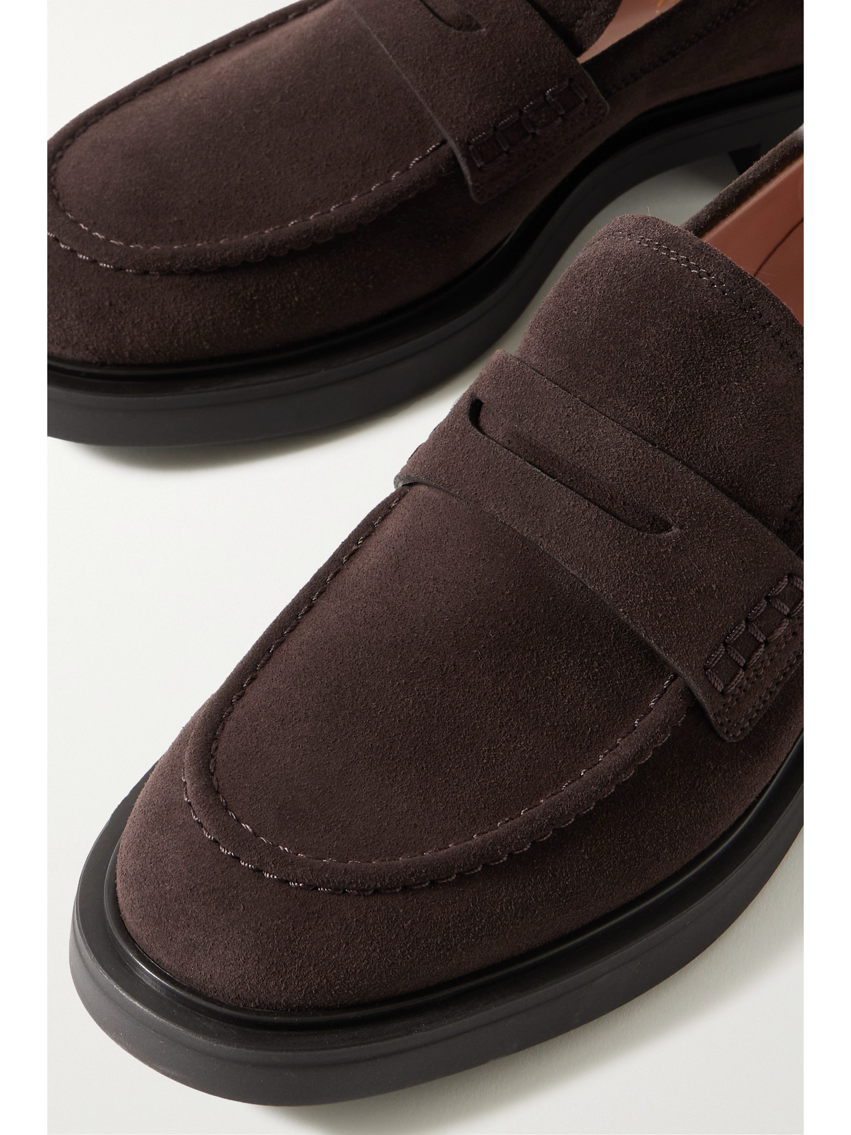 Gianvito Rossi Harris Shearling-lined Suede Loafers In Brown