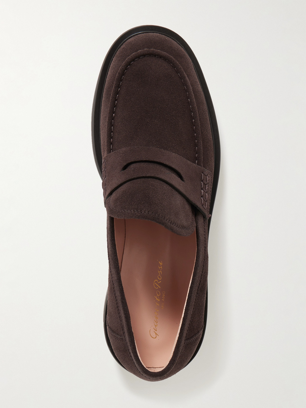 Gianvito Rossi Harris Shearling-lined Suede Loafers In Brown
